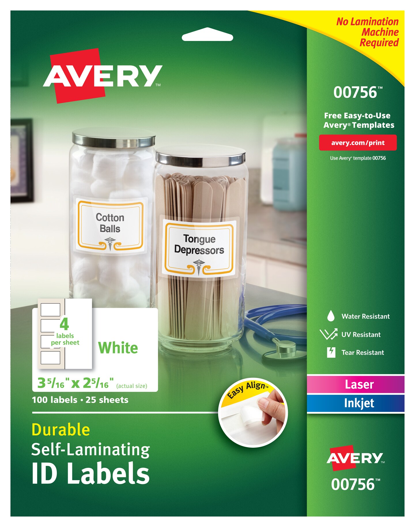 Avery Easy Align SelfLaminating ID Labels, Permanent Adhesive, 25/16