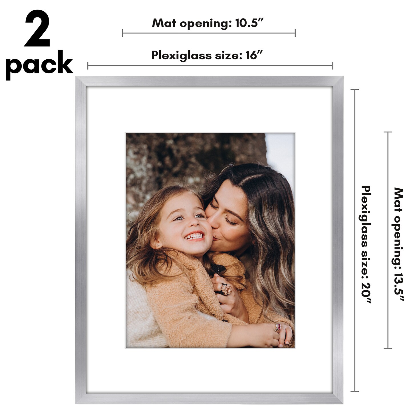 Americanflat 2 Pack of Picture Frames with Mat - Plexiglass Cover
