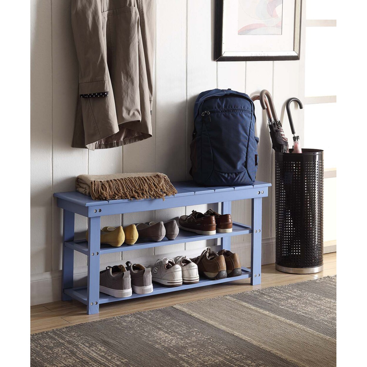 Convenience Concepts Oxford Utility Mudroom Bench, Blue