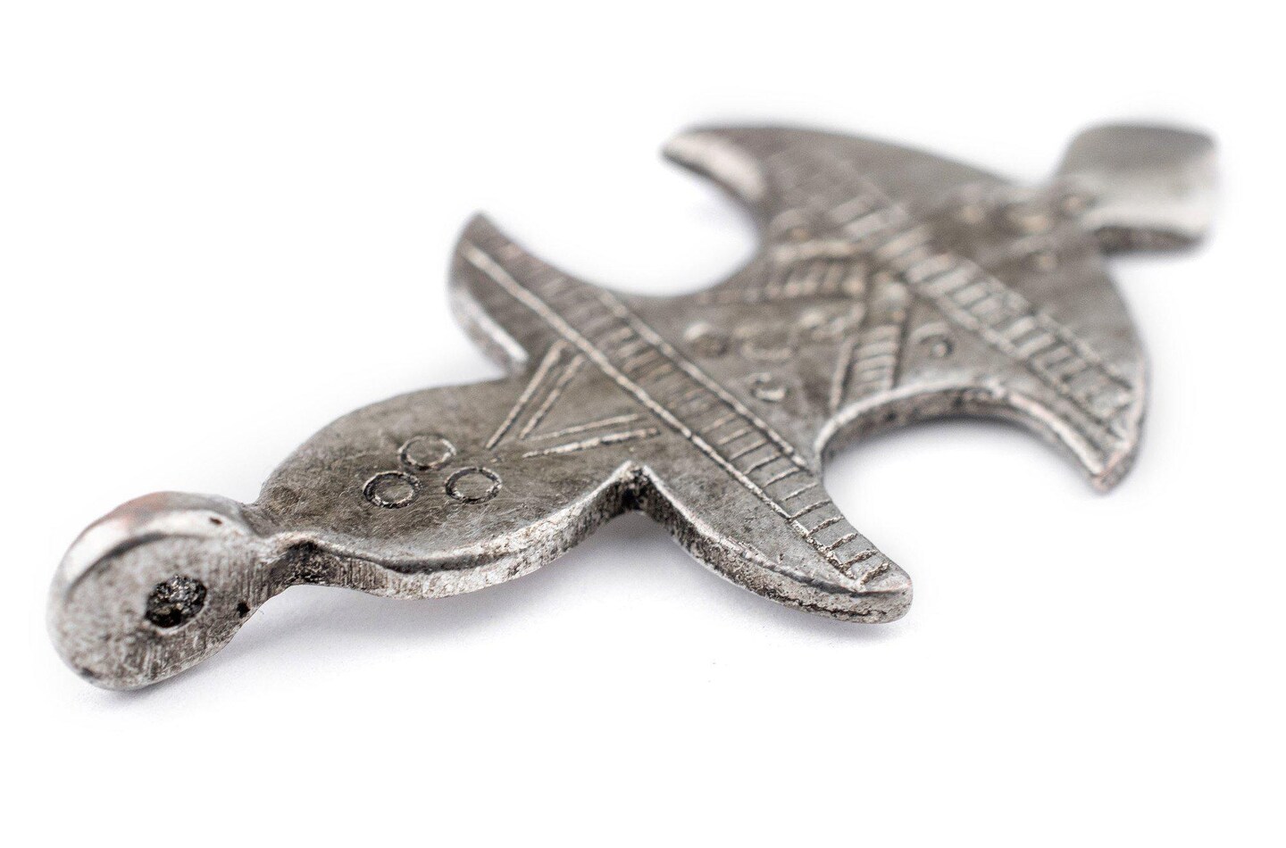 TheBeadChest Mahbes Silver Moroccan Tuareg Pendant (27x54mm): North African Tribal Berber Moroccan Sahara Pendant for Jewelry