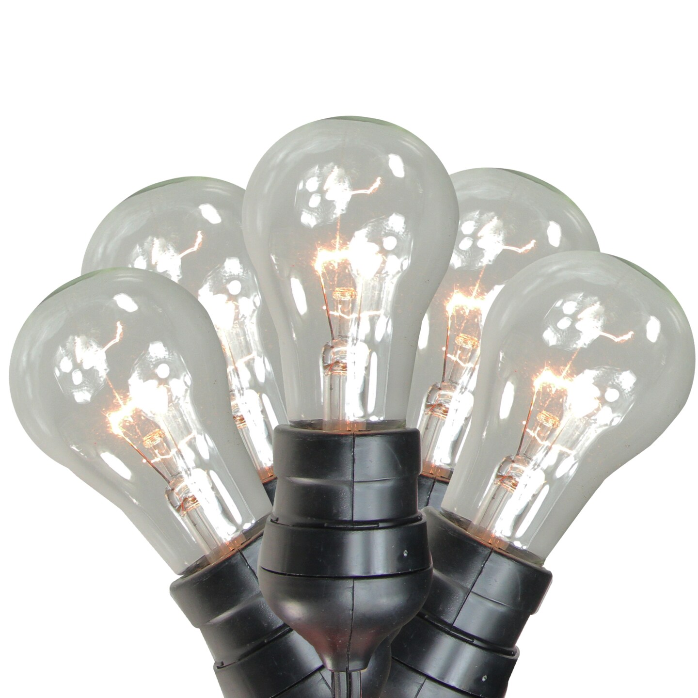 Sienna 15-Count Clear Commercial Grade Adjustable Drop Length E17 A Shape Patio Lights, 21ft Black Wire
