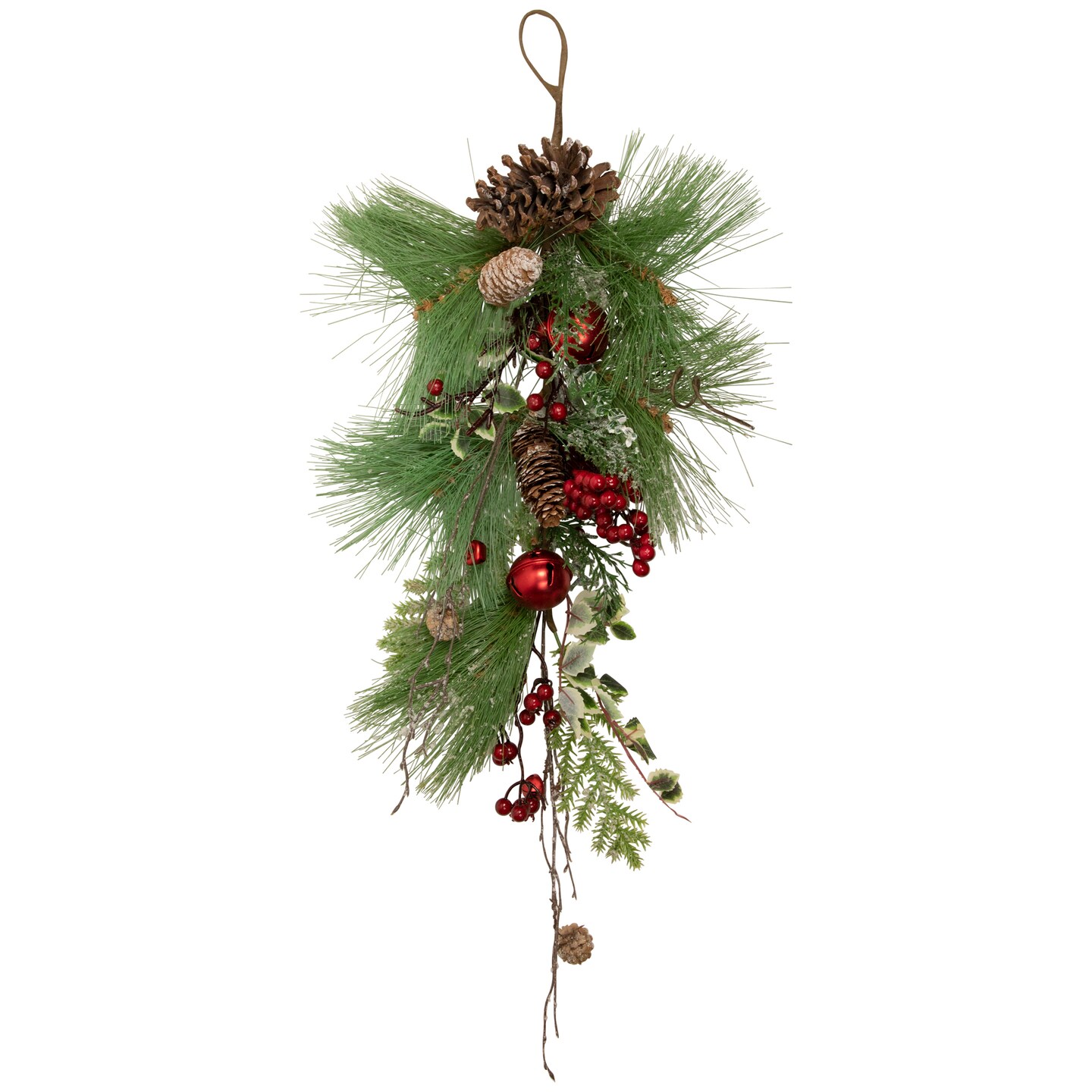 Northlight Frosted Berries and Pine Cones Artificial Christmas Teardrop Swag - 30" - Unlit