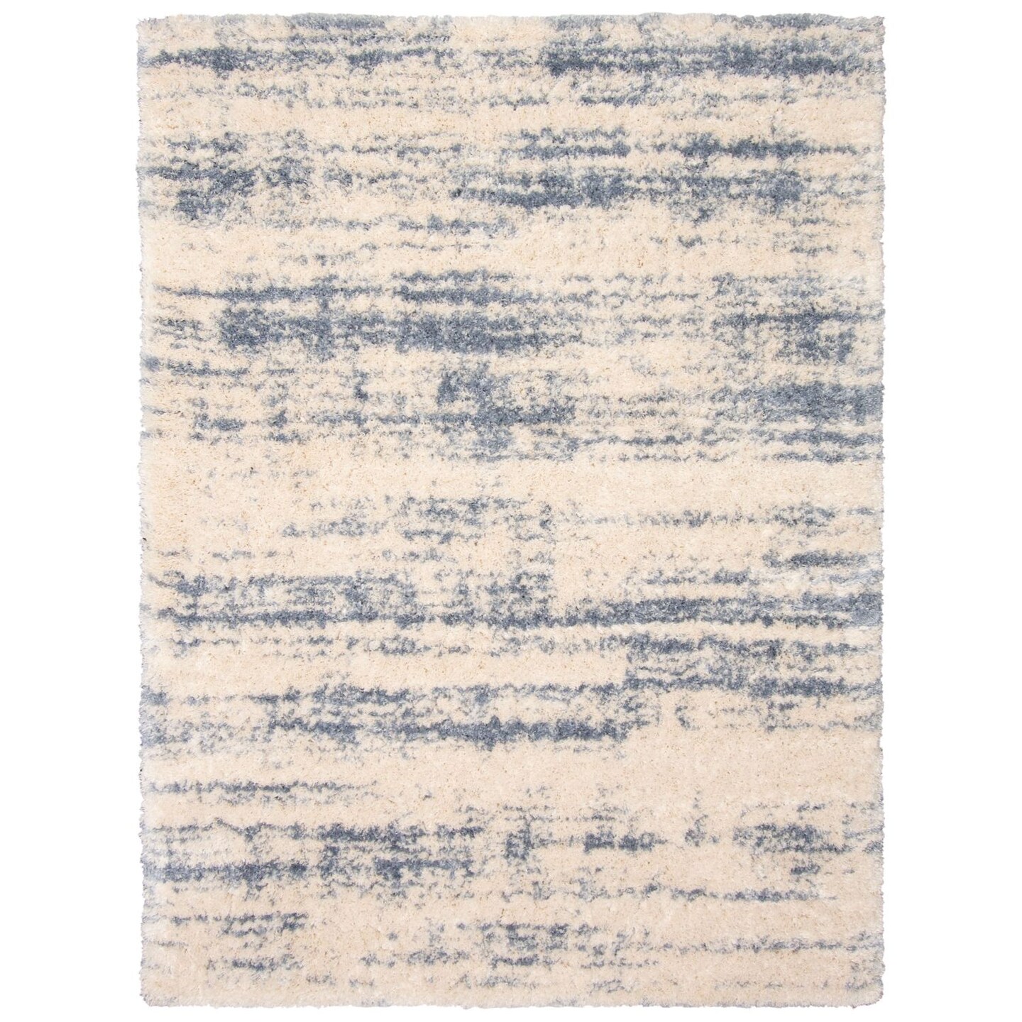 Chaudhary Living 4&#x27; x 5.5&#x27; Tonal Pattern Rectangular Shag Area Throw Rug - Cream and Blue