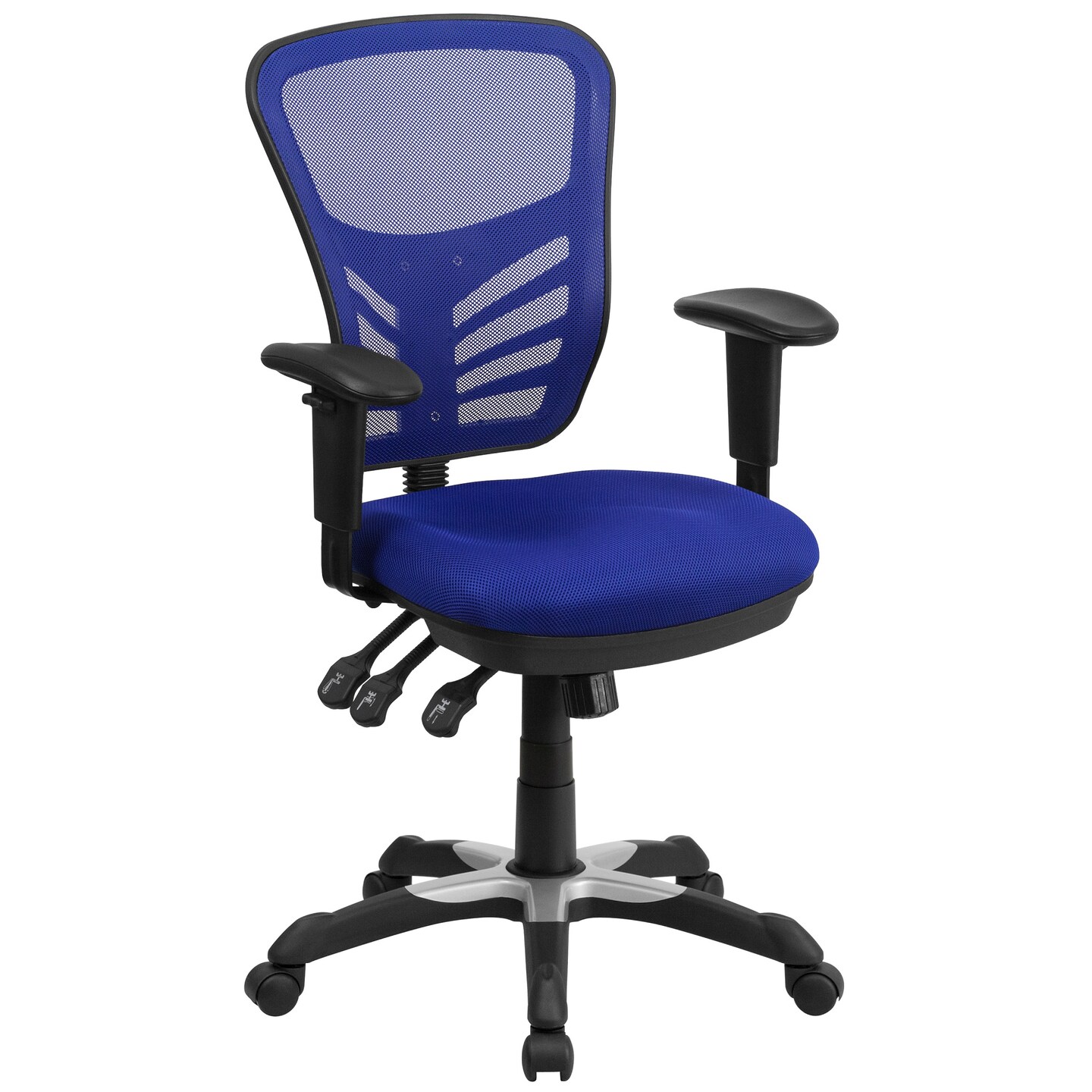Flash Furniture 3.5' Blue and Black Contemporary Swivel Ergonomic Office Chair with Adjustable Arms