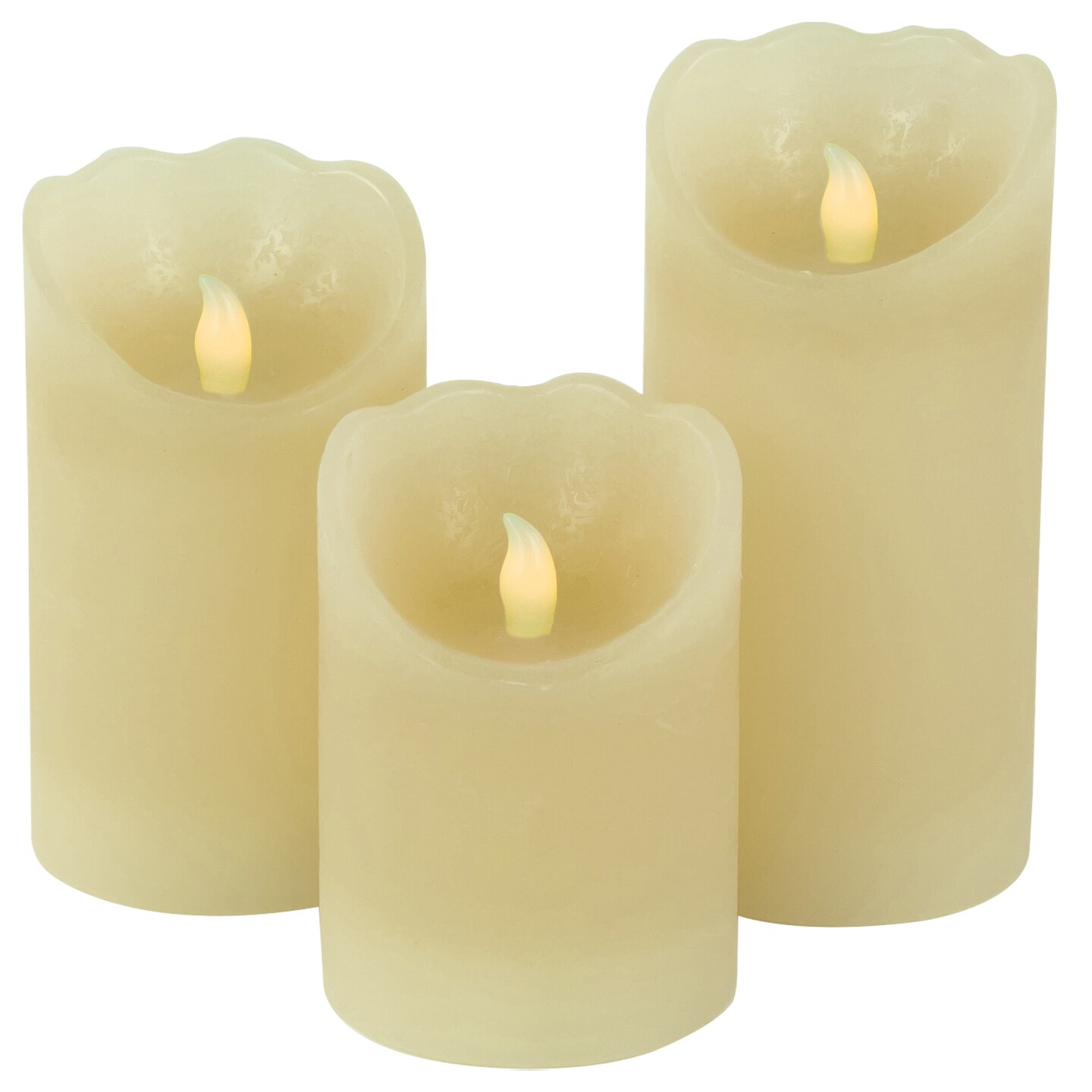 Northlight LED Operated Flameless Pillar Candles - 6" - Cream - Set of 3