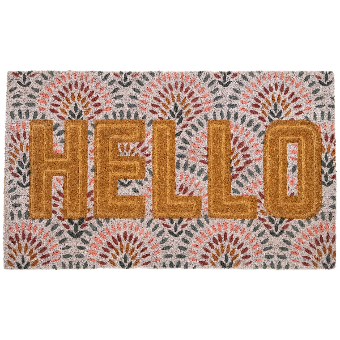 Natural Coir Hello Outdoor Rectangular Doormat 18 x 30