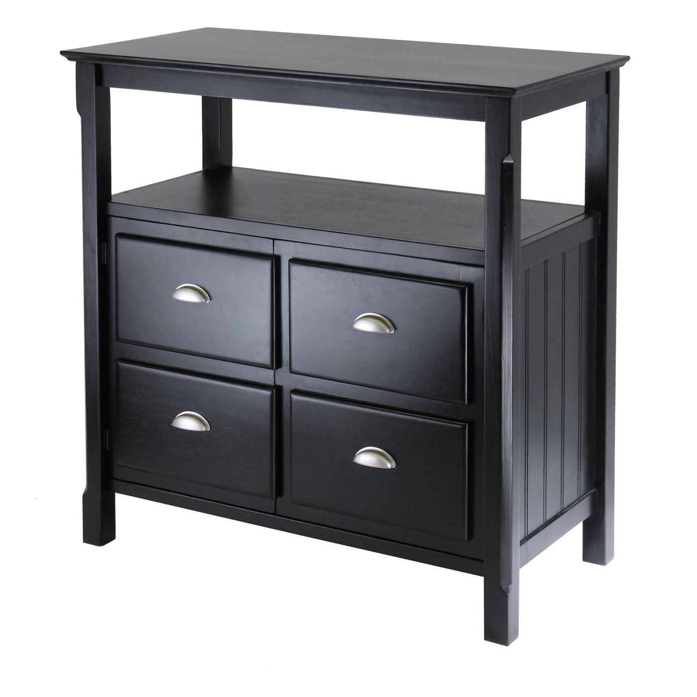 Contemporary Home Living 36&#x22; Black Elegant Timber Rectangular Buffet Table with 2 Doors