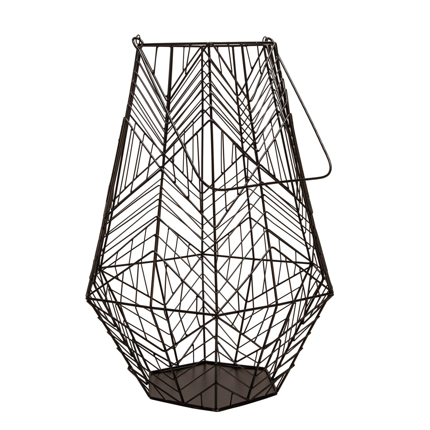 Kingston Living 24&#x22; Black Decorative Wire Candle Lantern with Handle
