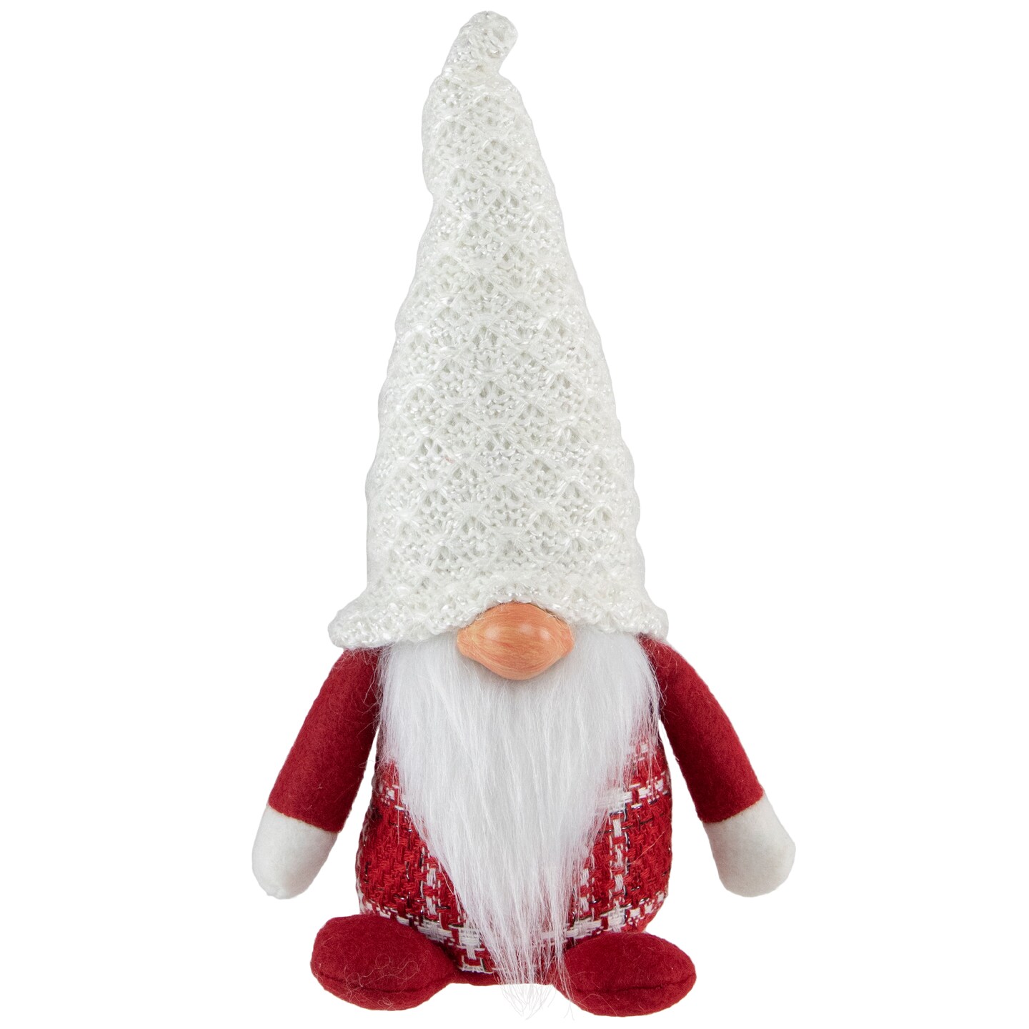 Northlight Plaid Boy Gnome Christmas Figurine - 9.5" - Red and White