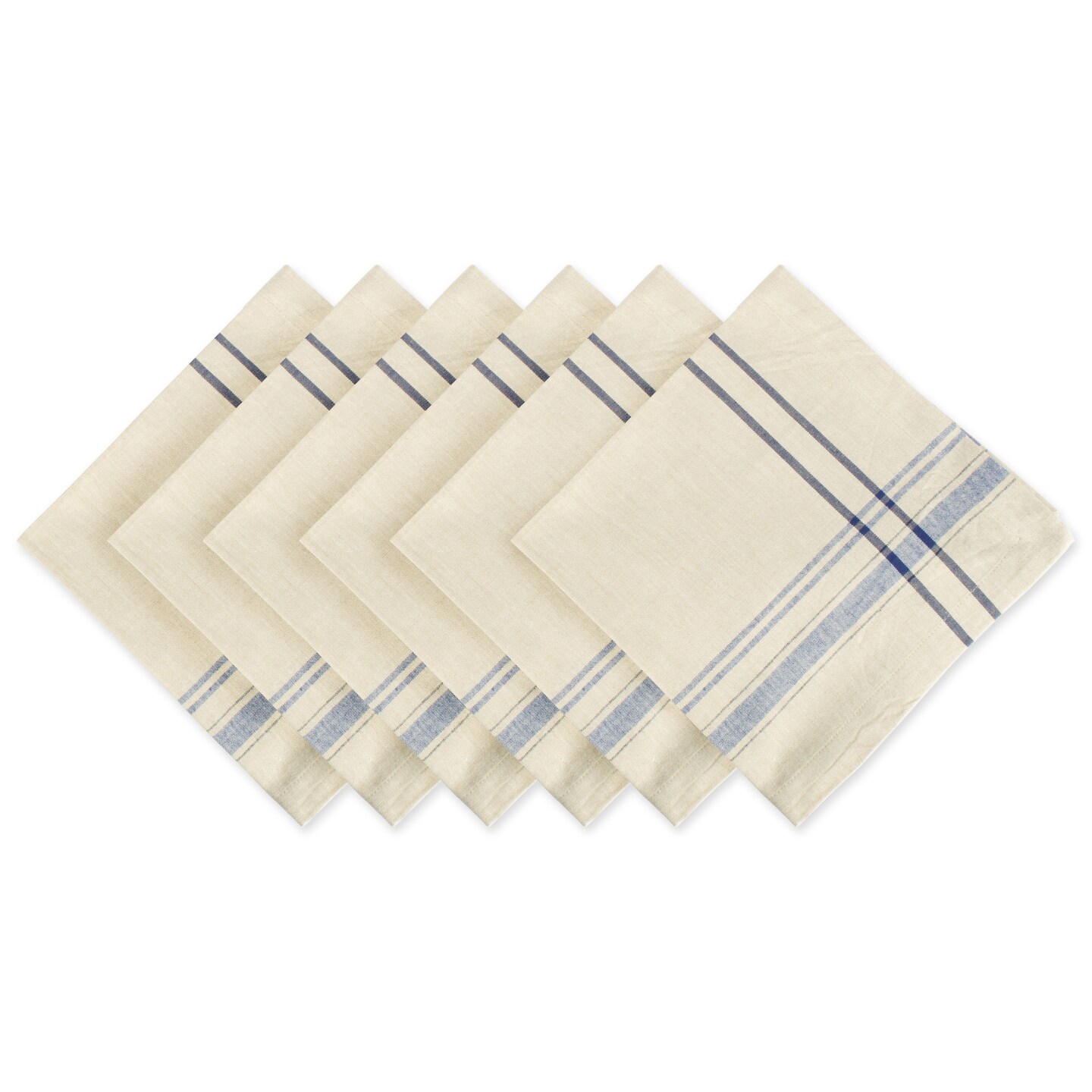 CC Home Furnishings Set of 6 Nautical Blue French Striped Napkins 20&#x22;