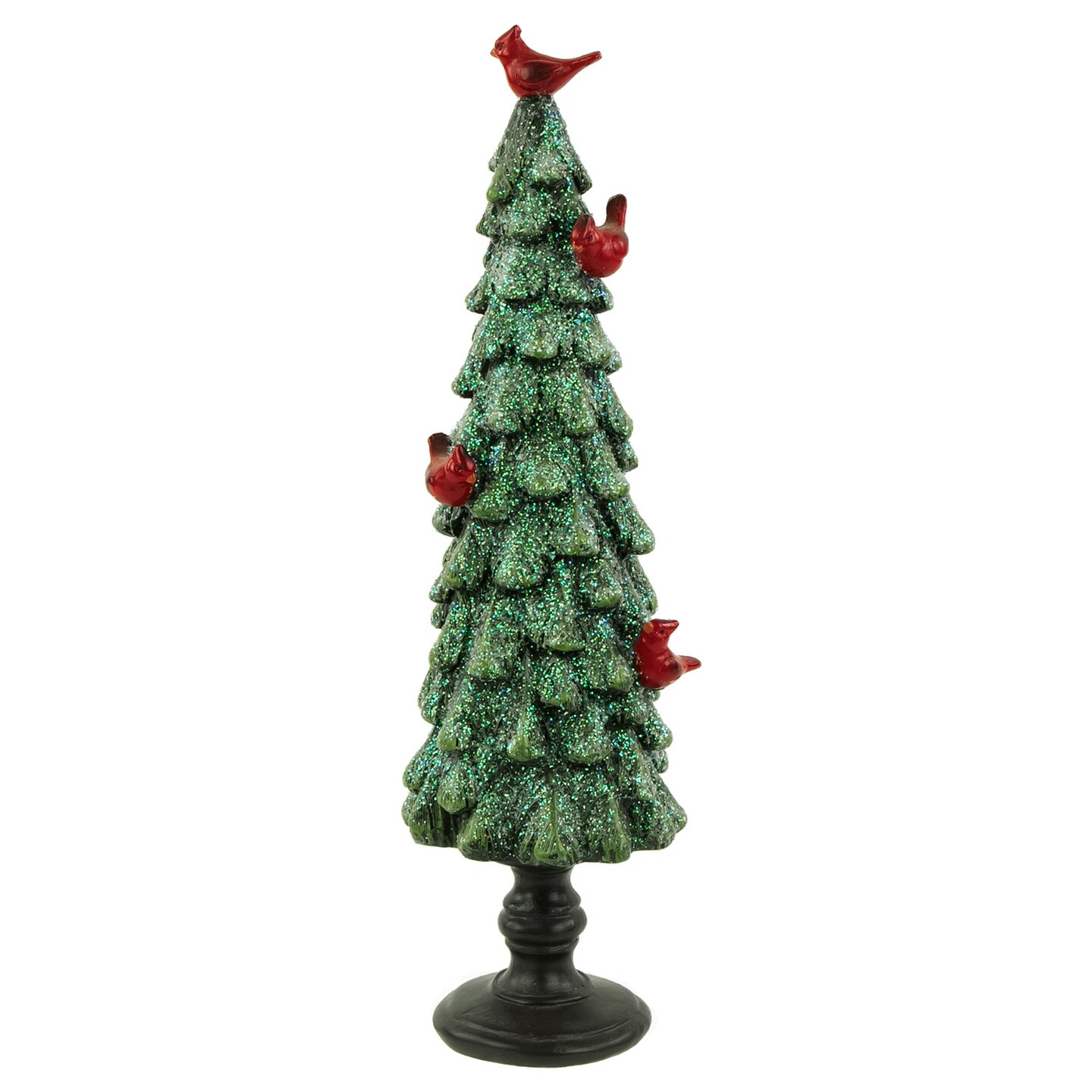 Northlight Glittered Tree with Cardinals Christmas Decoration - 11&#x22; - Green and Red