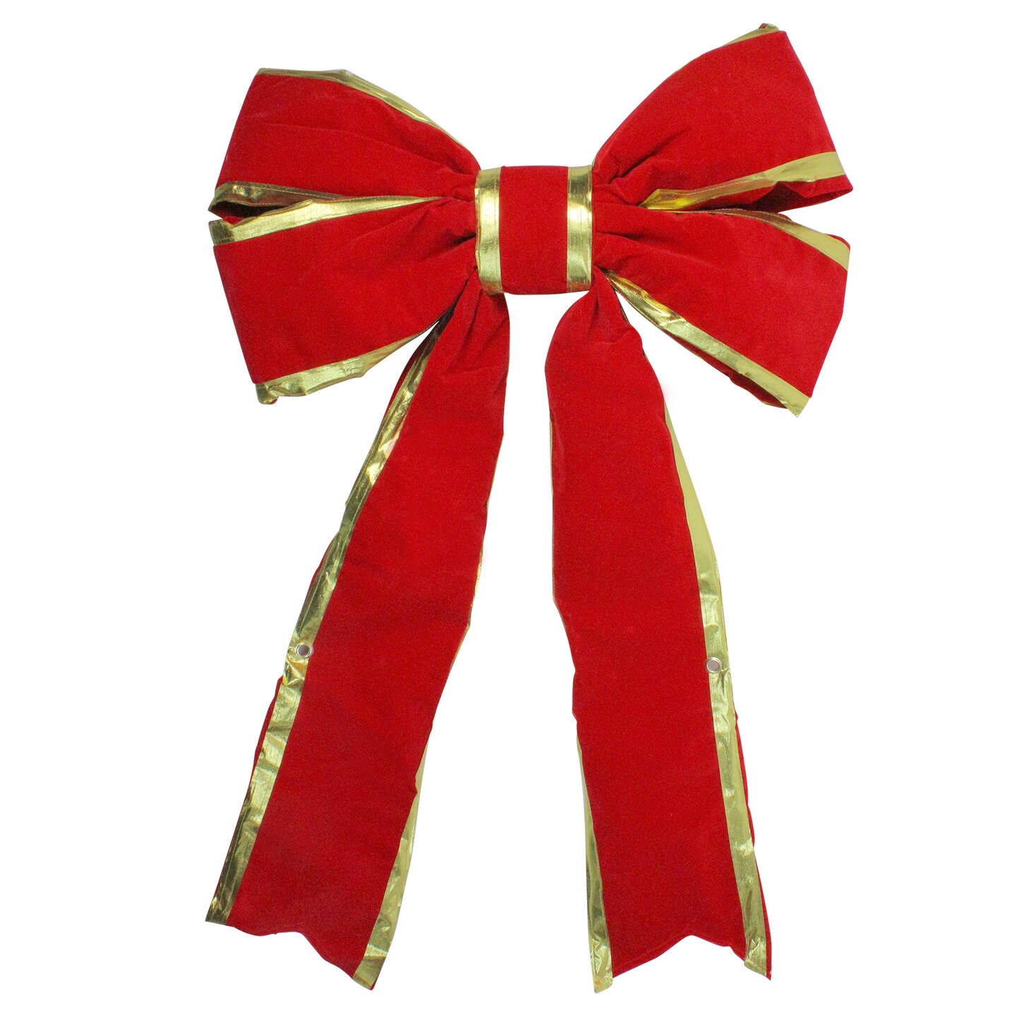 Northlight Giant 3D 4-Loop Velveteen Commercial Christmas Bow with Trim - 25&#x22; x 37&#x22; - Red and Gold