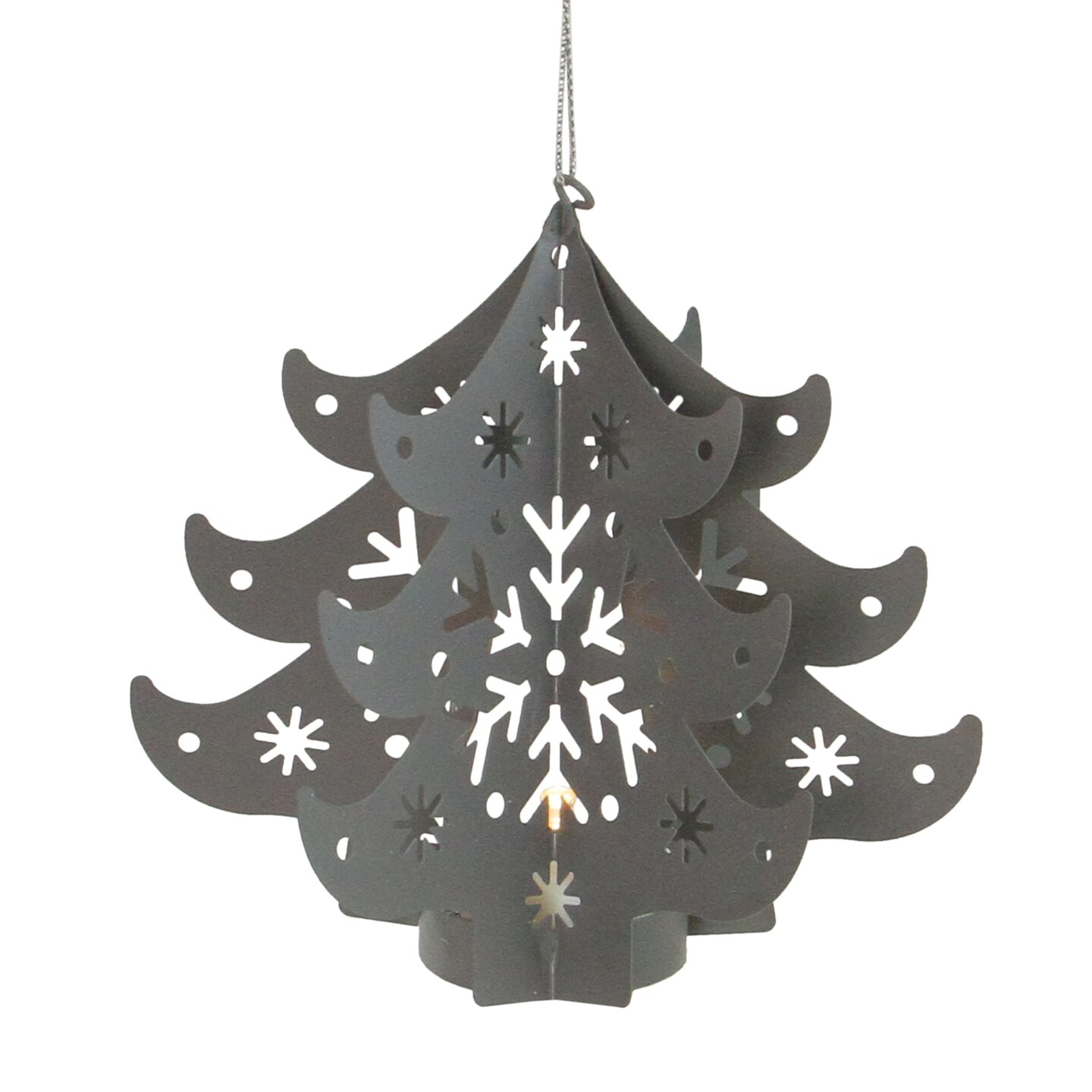 Northlight 4.5&#x22; Prelit Gray Cut Out Tree Christmas Ornament
