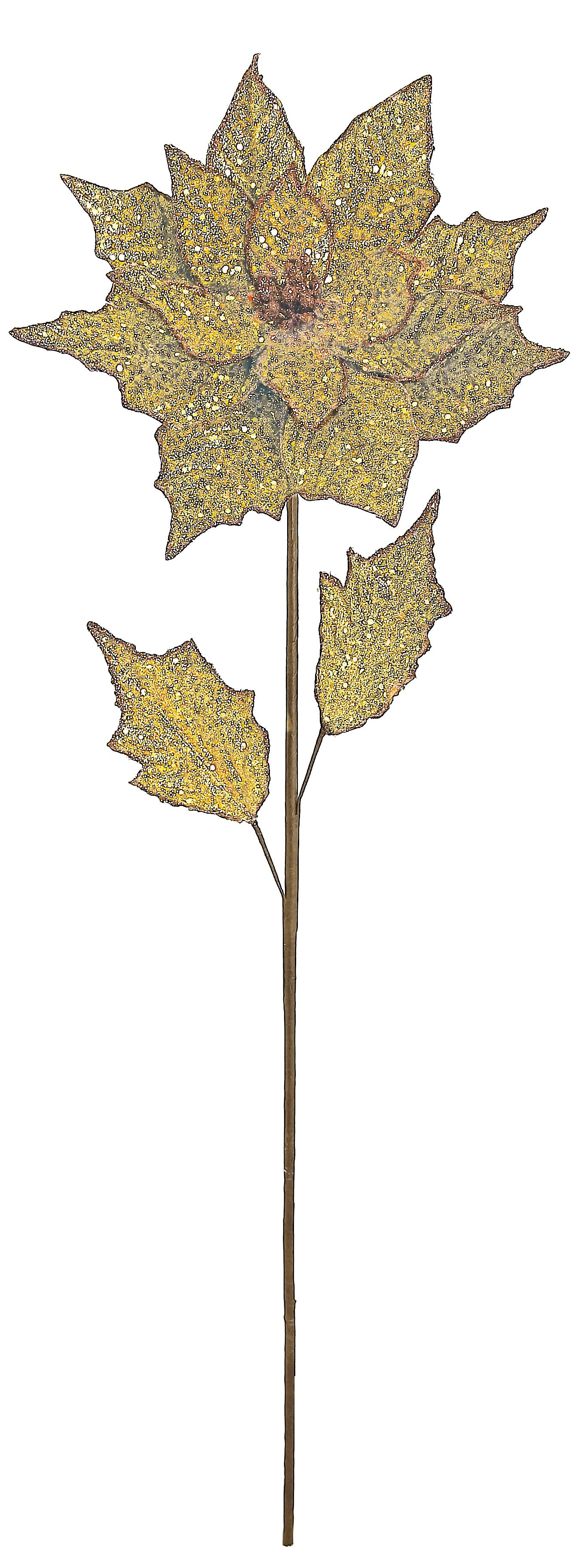 Select Artificials Glittered Poinsettia Artificial Christmas Floral Stem Spray - Brown - 28&#x22;