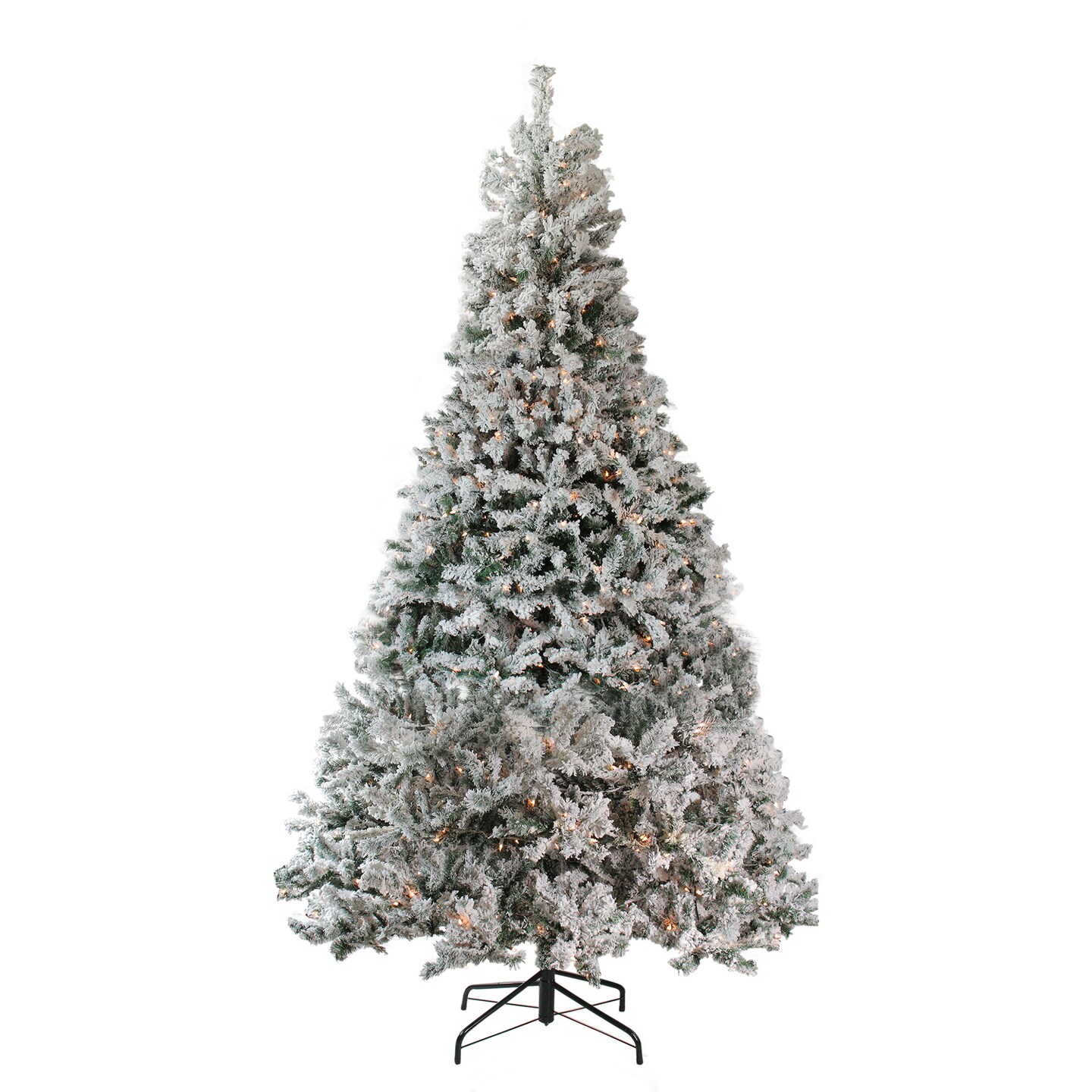 Northlight 7.5' Pre-Lit Heavily Flocked Medium Pine Artificial Christmas Tree, Clear Lights