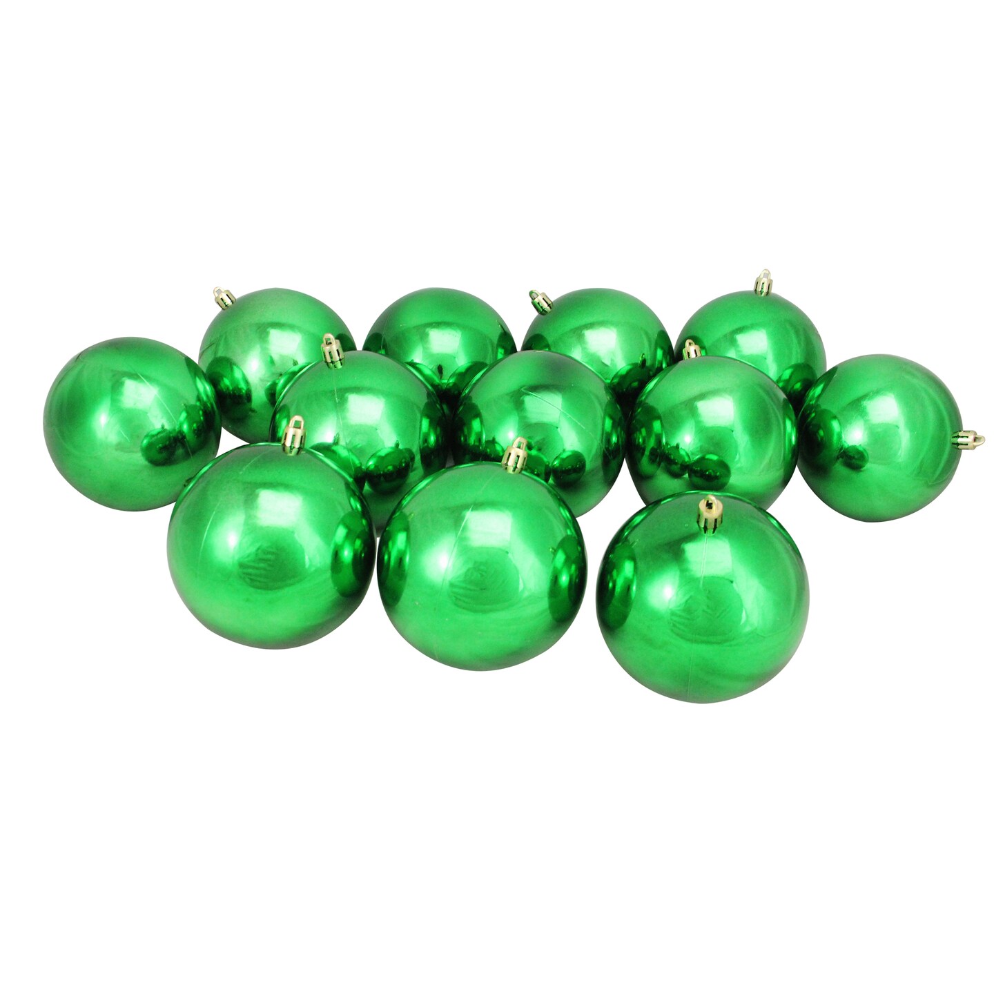 Northlight Shatterproof Shiny Christmas Ball Ornaments - 4" (100mm) - Christmas Green - 12ct
