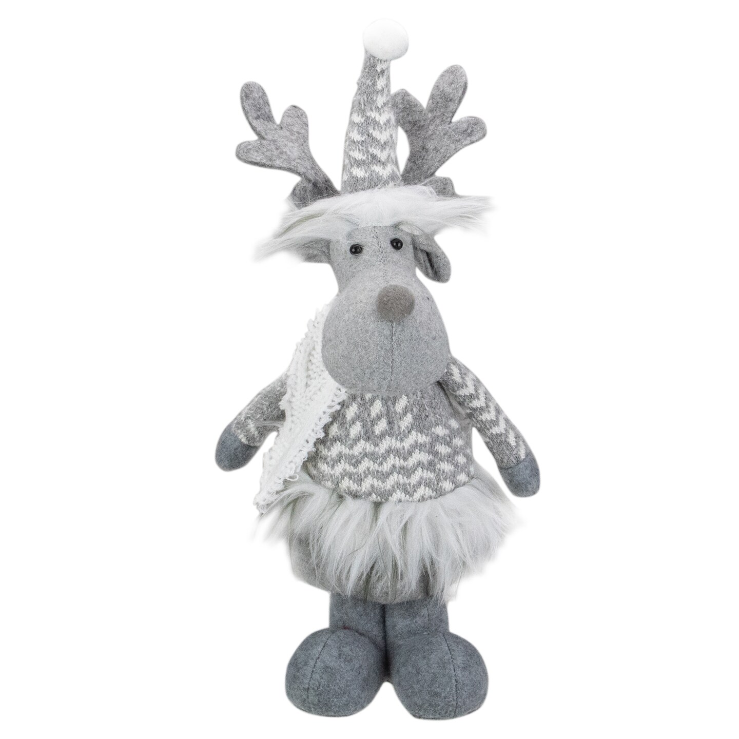 Northlight 12-Inch Gray and White Standing Tabletop Moose Christmas Figure