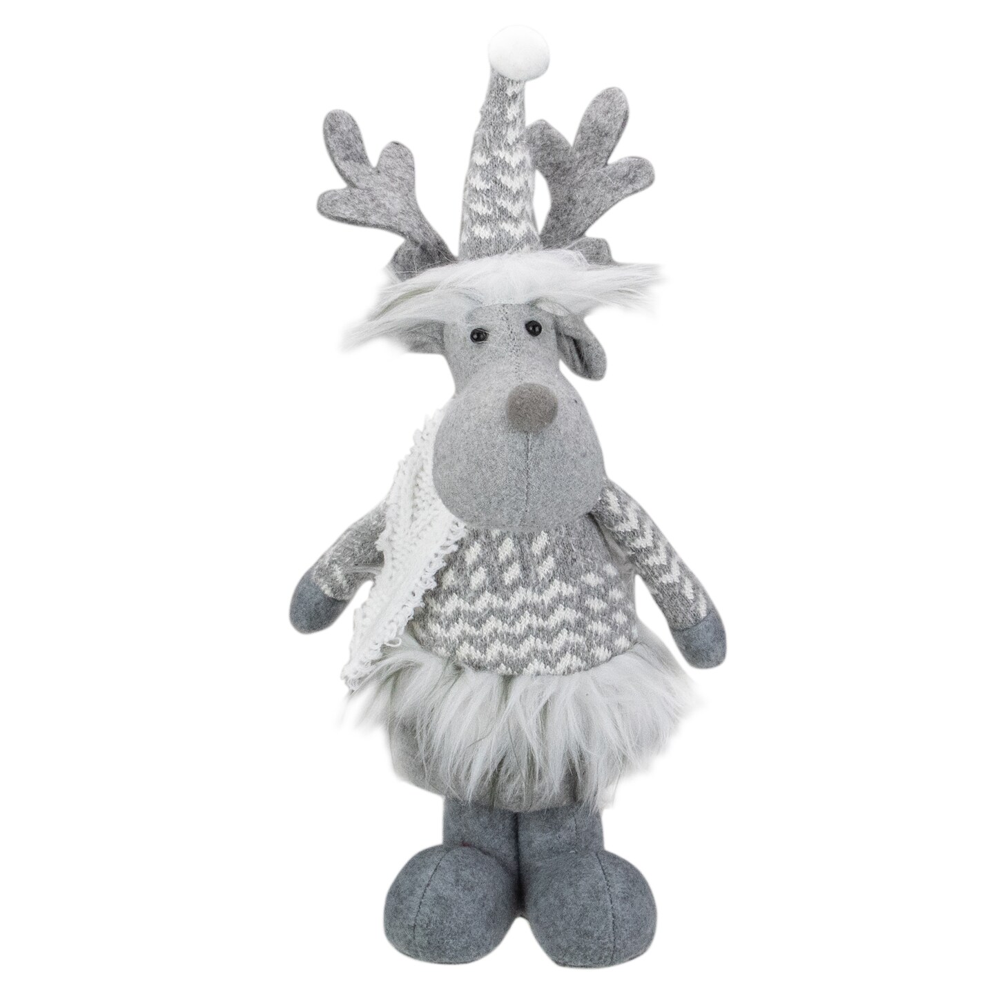 Northlight Standing Moose with Faux Fur Christmas Figure - 12" - Gray and White
