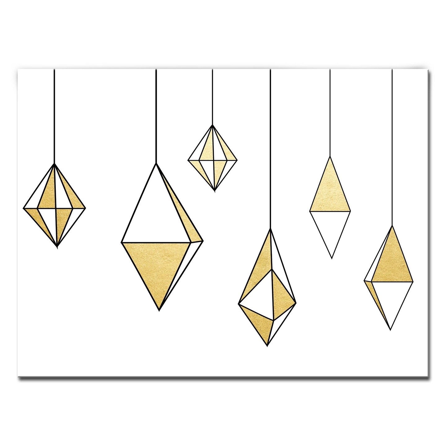 Crafted Creations White and Gold Glam Dangles Christmas Wrapped Rectangular Wall Art Decor 12&#x22; x 16&#x22;