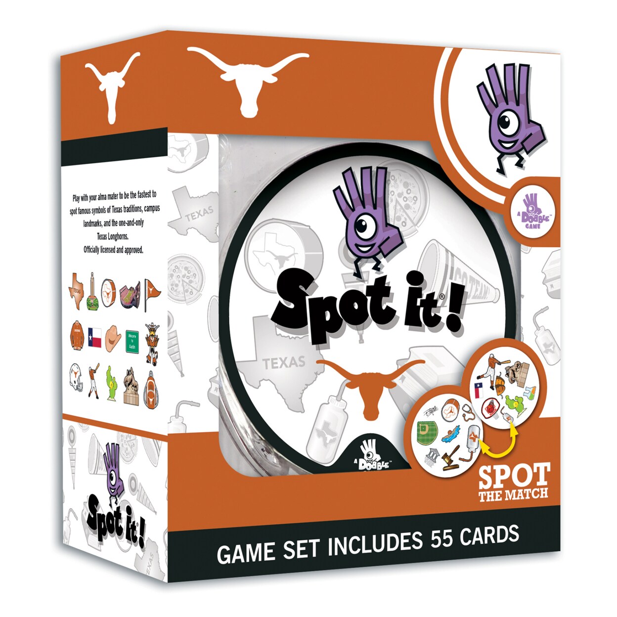 Masterpieces   Officially Licensed NCAA Texas Longhorns Spot It Game for Kids and Adults