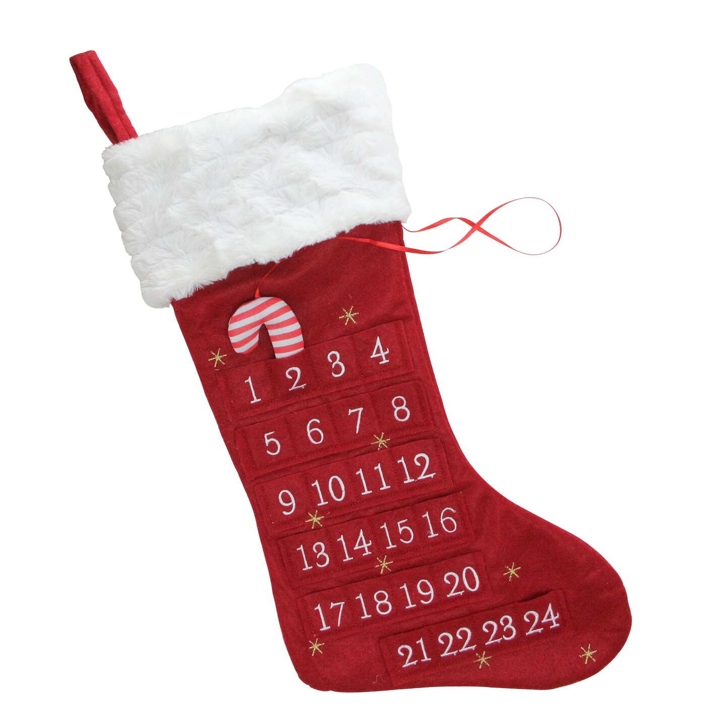 Dyno 22&#x22; Red and White Candy Cane Advent Calendar Christmas Stocking