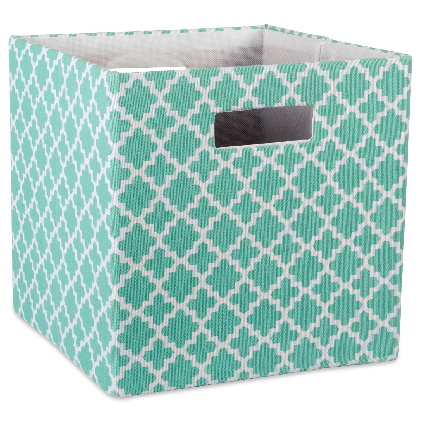 Contemporary Home Living Aqua Blue Cube Storage Bin with Lattice Design 13&#x22;