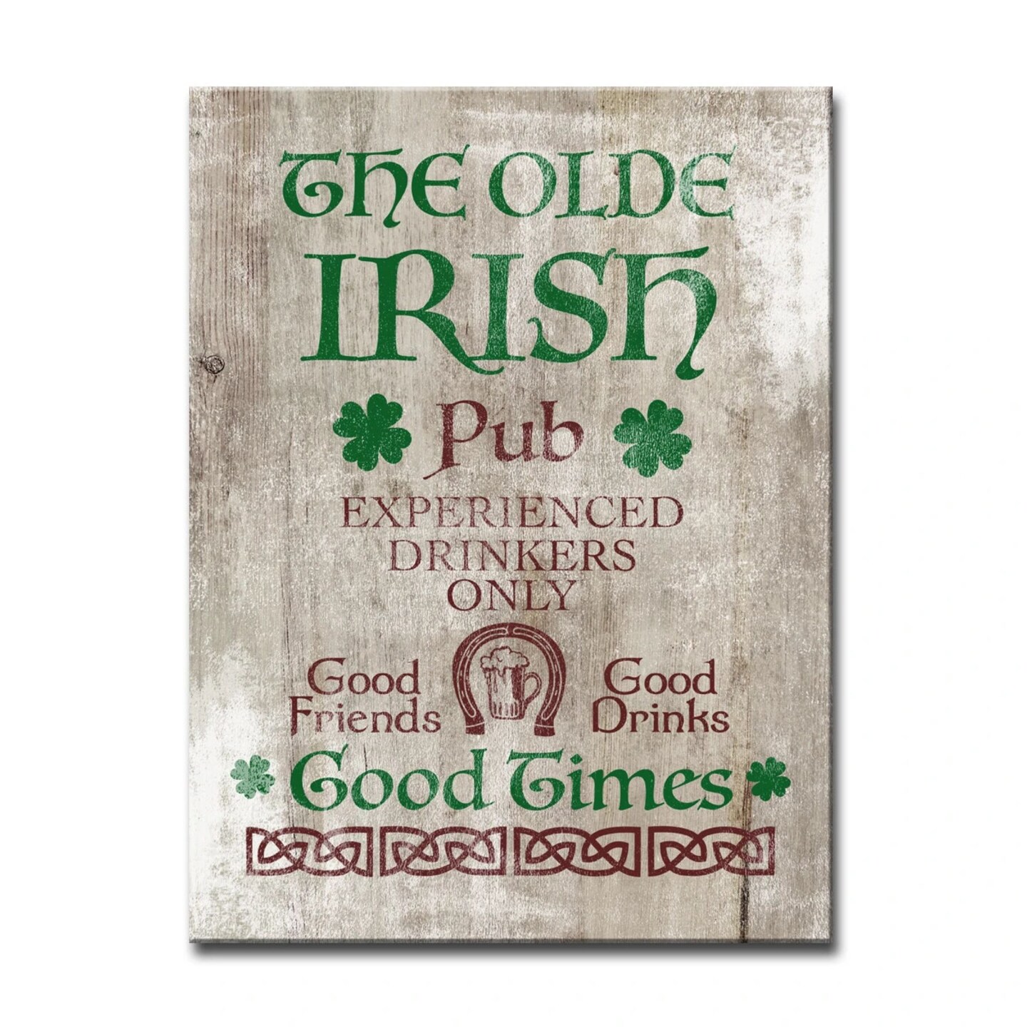 Crafted Creations Beige and Green St. Patrick&#x2019;s Day Rectangular Canvas Wall Art 16&#x22; x 12&#x22;