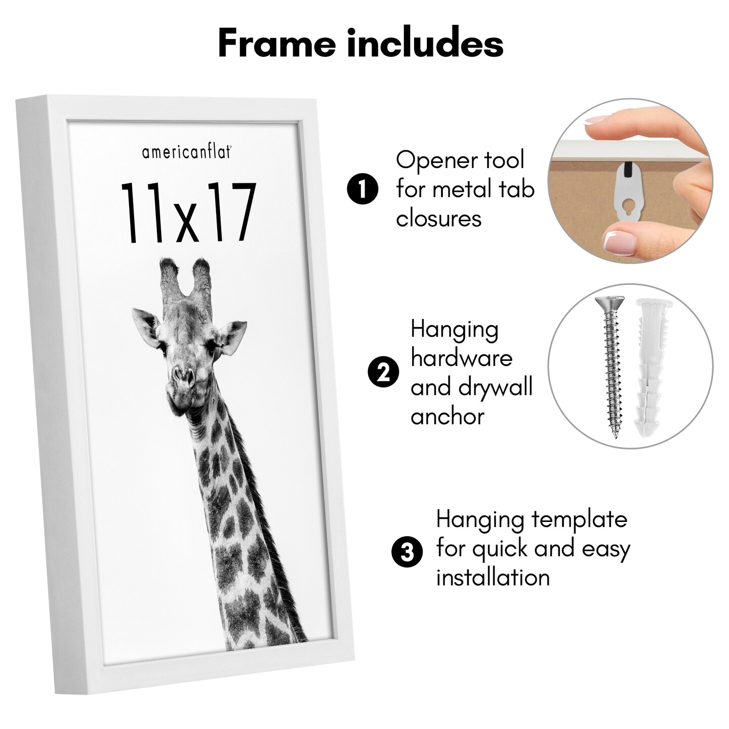 Americanflat Gallery-Style Picture Frame - Ideal Frame for Gallery Wall Display - Showcase Artwork, Prints, and Photos - Shatter Resistant Glass - Hanging Hardware with Drywall Anchor