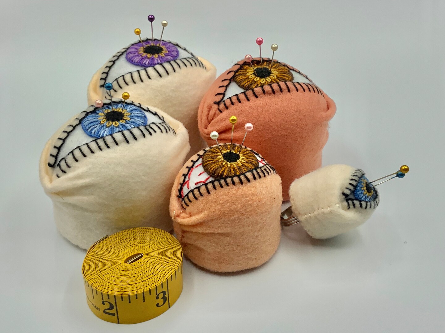Made to order - The Original Eyeball Bottlecap Pincushion - choose S, M or  L - free usa ship creepy witchy anatomical voodoo zombie gross