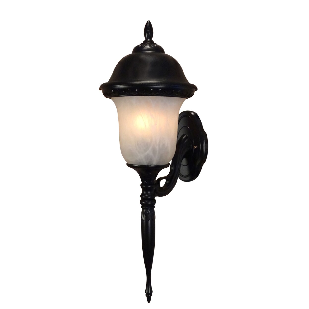 Special Lite Products Glenn Aire F-2995-BLK-AB Medium Bottom Mount Light with Alabaster Glass