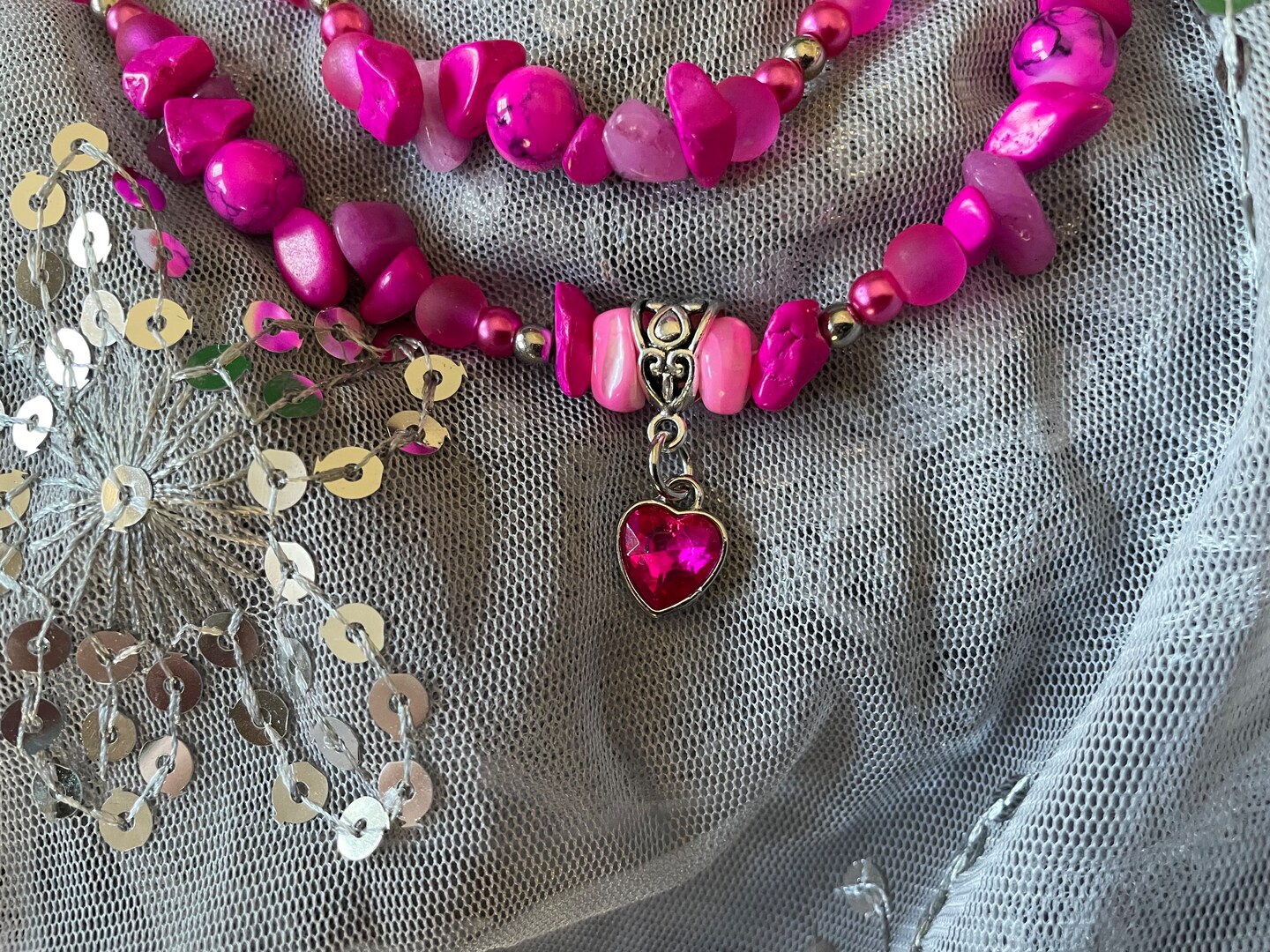 Pink Beads & American Diamond Beaded Necklace With Earrings | B274-EST-21 |  Cilory.com