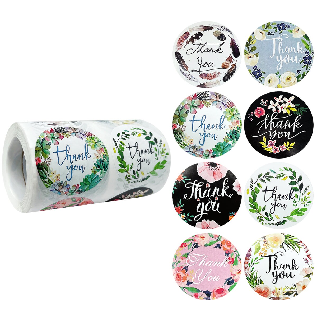 Wrapables 1.5 / 2 Thank You Stickers Roll, Sealing Stickers and Labels for Boxes, Envelopes, Bags, Small Businesses, Weddings, Parties (500pcs)