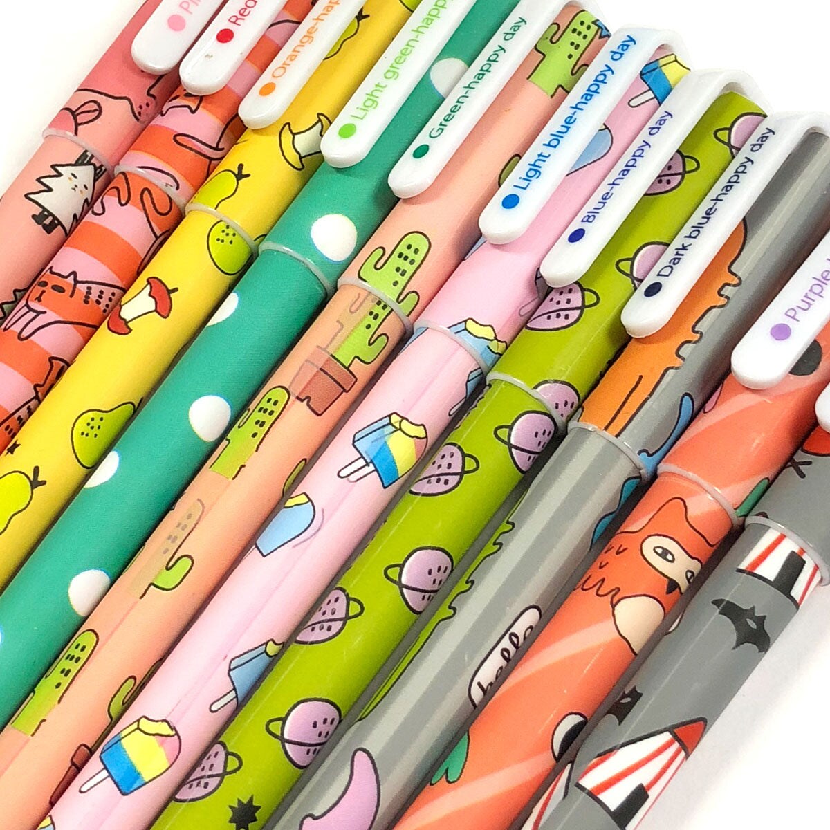 Wrapables Cute Novelty Gel Ink Pens, 0.5mm Fine Point (Set of 10) for School, Office, Stationery, Cartoon Animal Black Ink