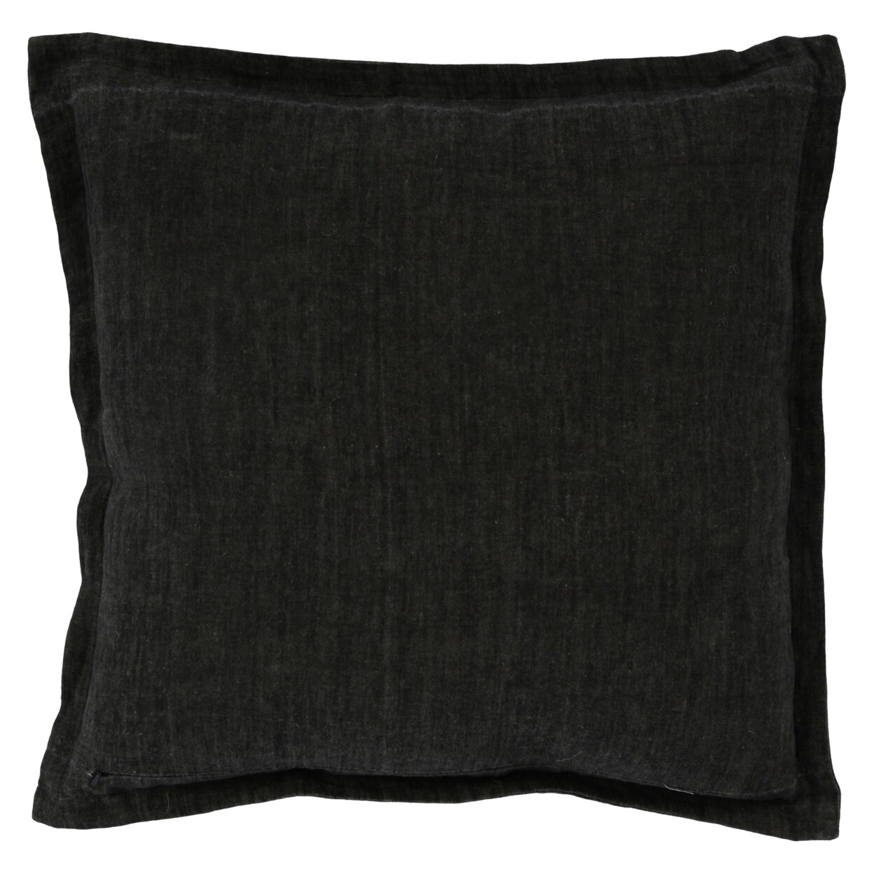 Saltoro Sherpi Pixie 22 x 22 Square Soft Fabric Accent Throw Pillow, Flange Edges, Black-
