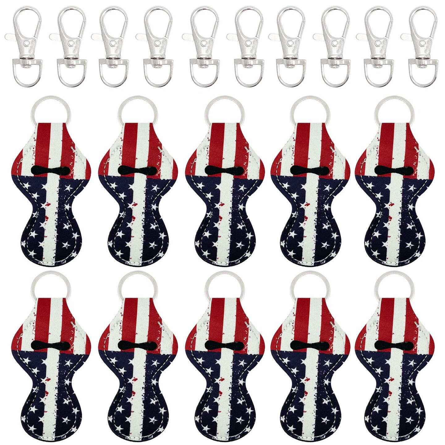 Wrapables 10 Pack Chapstick Holder Keychain with 10 Pieces Metal Clasps