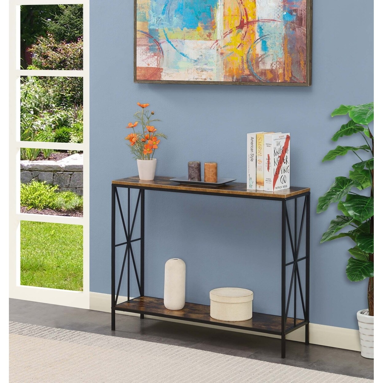 Convenience Concepts Tucson Starburst Console Table, Barnwood and Black