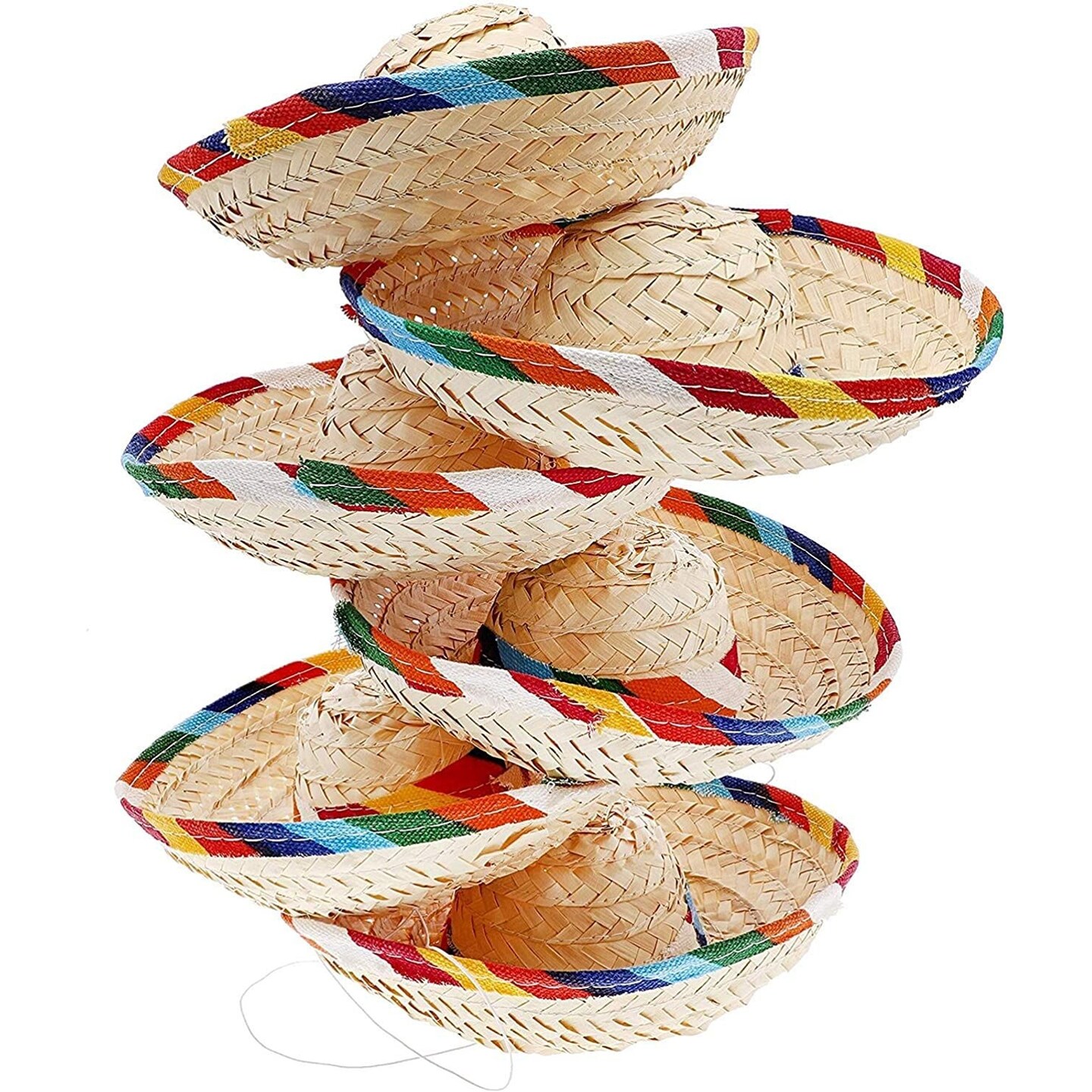 6 Pack Mini Sombrero Hats for Cinco de Mayo Party Decorations, Fiesta Party Supplies (2.5 x 7.5 In)