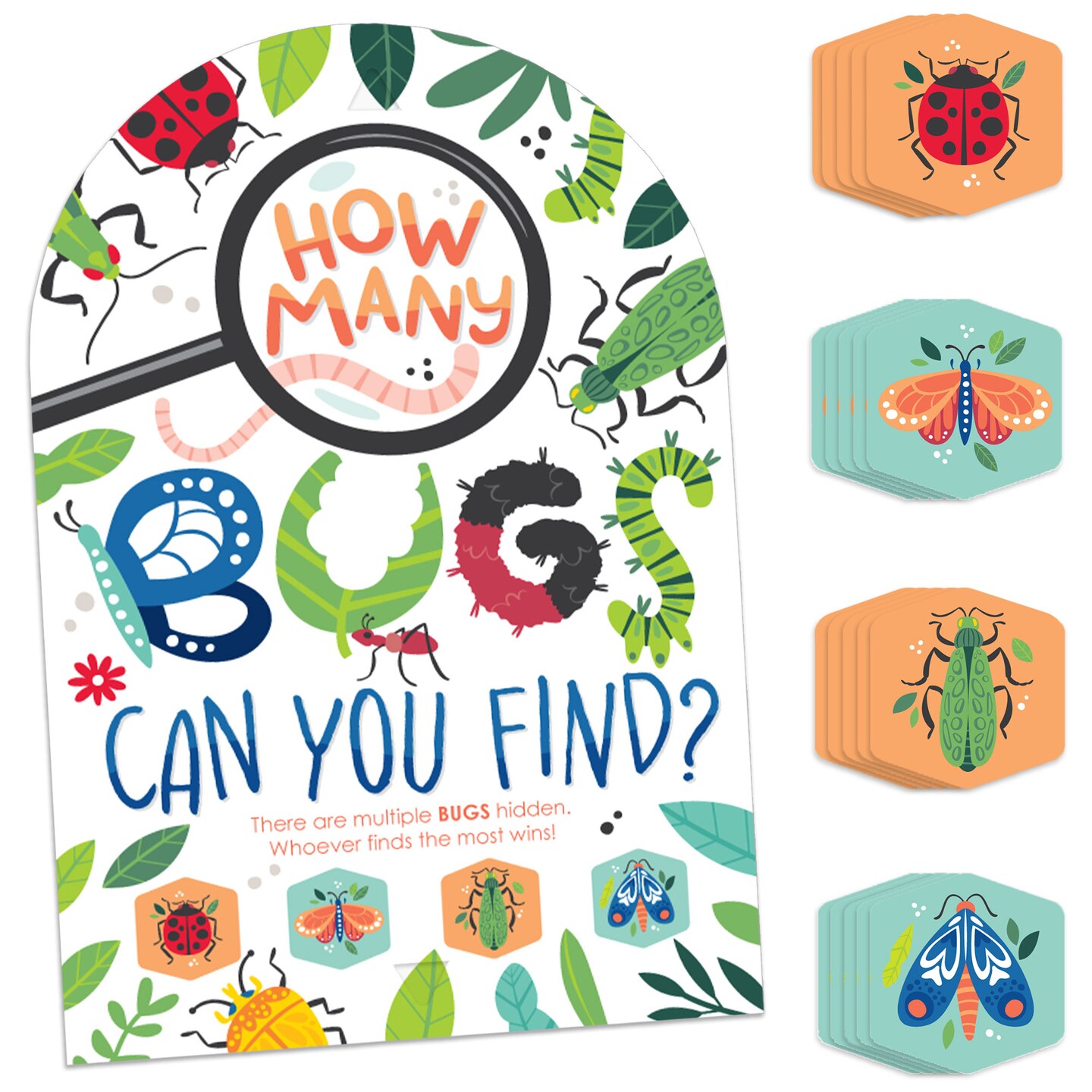 Big Dot of Happiness Buggin&#x27; Out - Bugs Birthday Party Scavenger Hunt - 1 Stand and 48 Game Pieces - Hide and Find Game