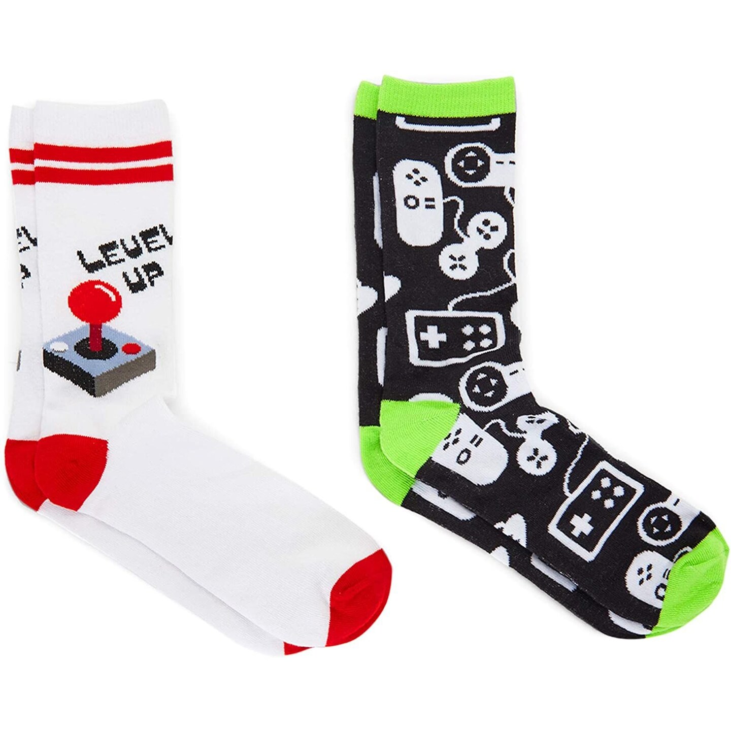 Video Game Lovers Crew Socks for Girls, Fun Gift Set (One Size, 2 Pairs)