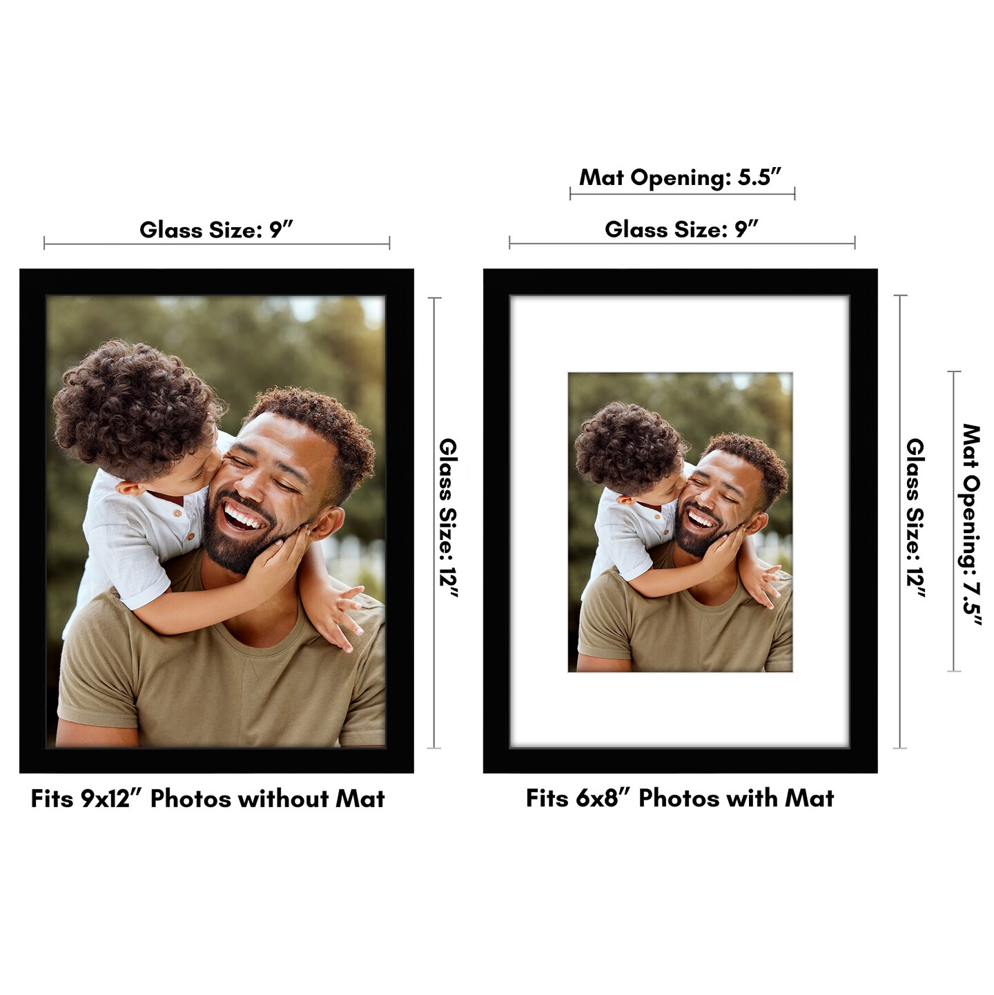 Americanflat Picture Frame with Mat - Photo Frame for Wall Display - Shatter Resistant Glass - Adjustable Hanging Hardware - Includes Easel