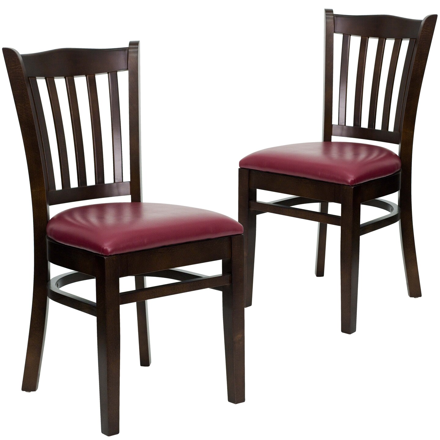 Emma and Oliver 2 Pack Vertical Slat Back Wooden Restaurant Chair
