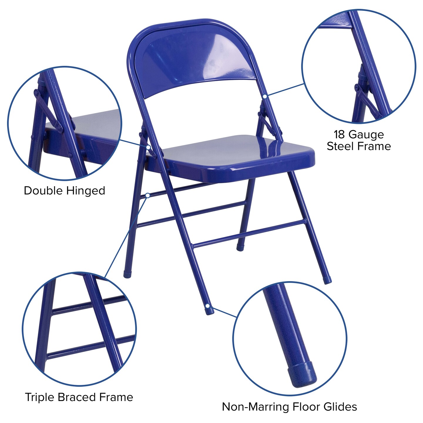 Emma and Oliver 2 Pack Home & Office Colorful Metal Folding Chair Teen and Event Seating