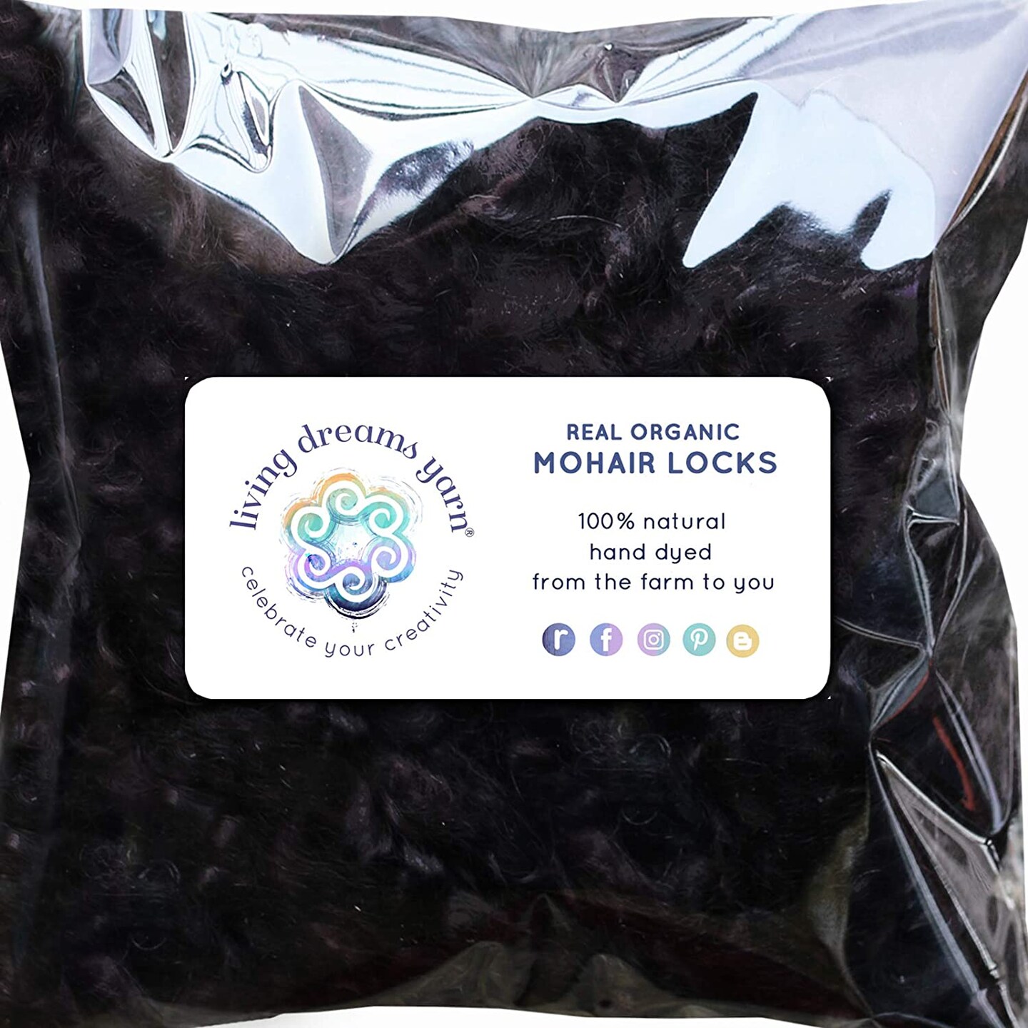 BLACK MOHAIR LOCKS. Organic Hand-Dyed Curly Wool for Rooting Doll Hair, Felting, Blending, Spinning. 1oz