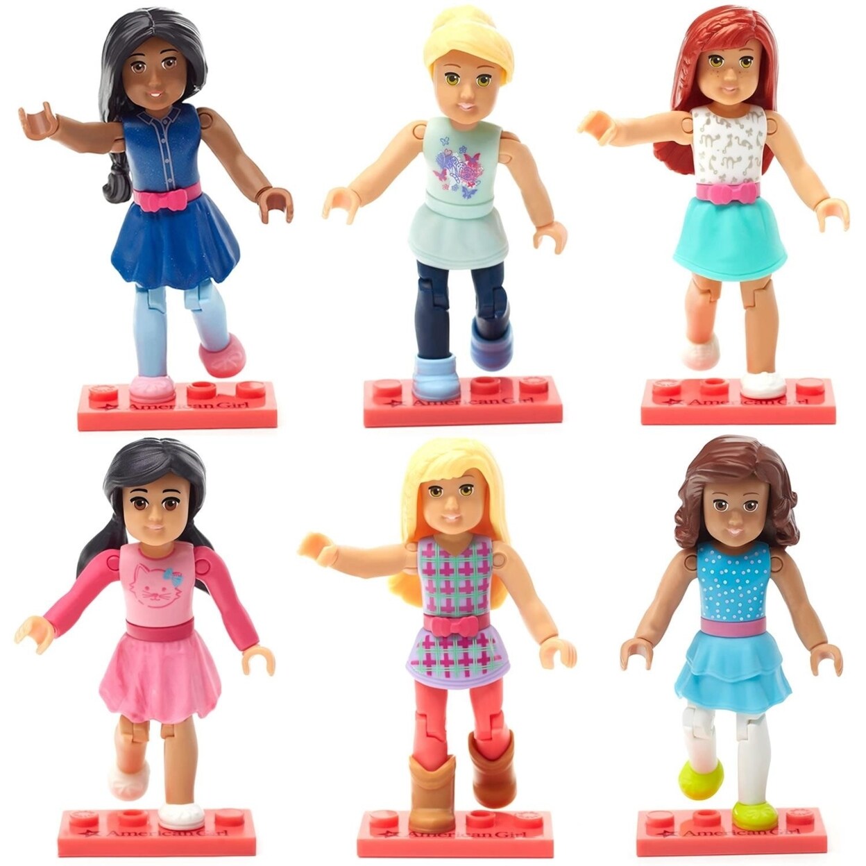 Mattel Mega Construx Series 2 American Girl 6pk Set Mini Figures Bundle Collectible