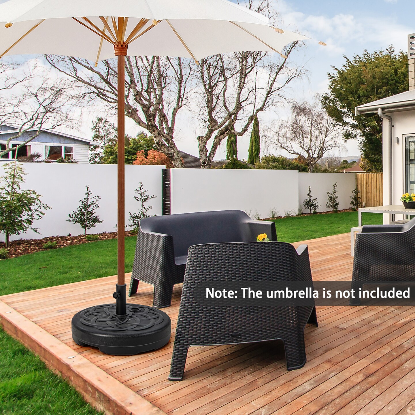 Costway 22&#x27;&#x27; Patio Fillable Round Umbrella Base Stand Water/Sand Fit Pole 1.5&#x27;&#x27; &#x26; 1.9&#x27;&#x27;