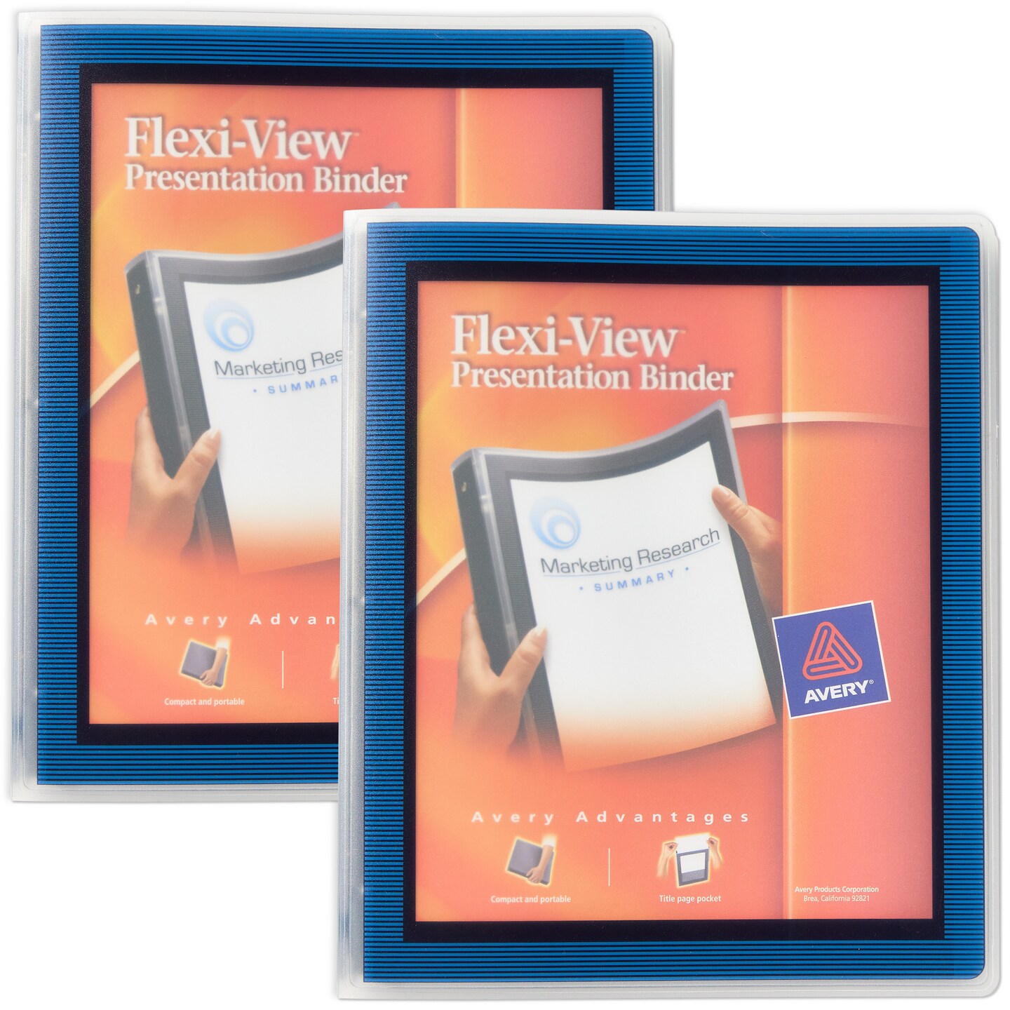Avery Flexi-View 3 Ring Binder, 1/2 Inch Round Rings, 2 Navy Blue Binders (01671)