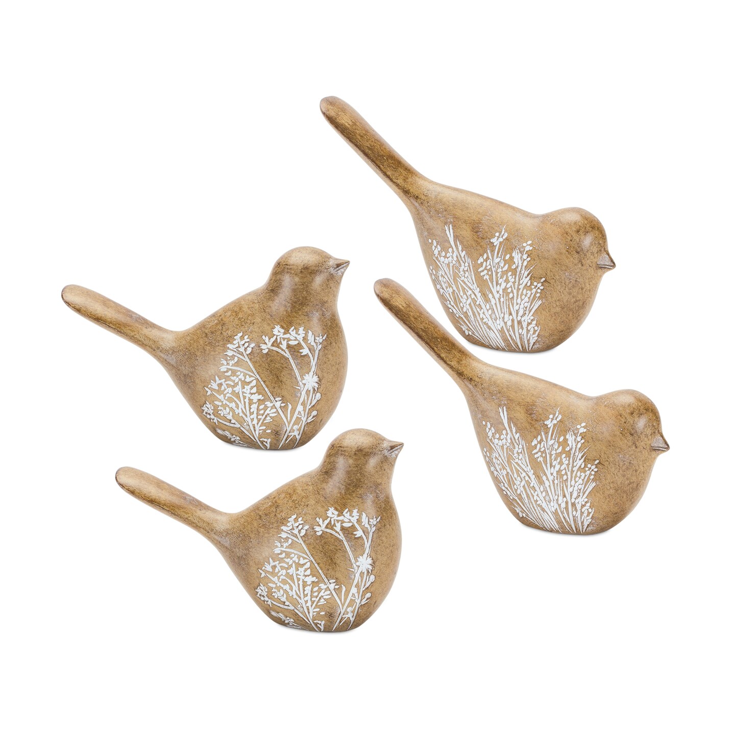 Melrose Set of 4 Floral Bird Tabletop Figurines 5&#x22;