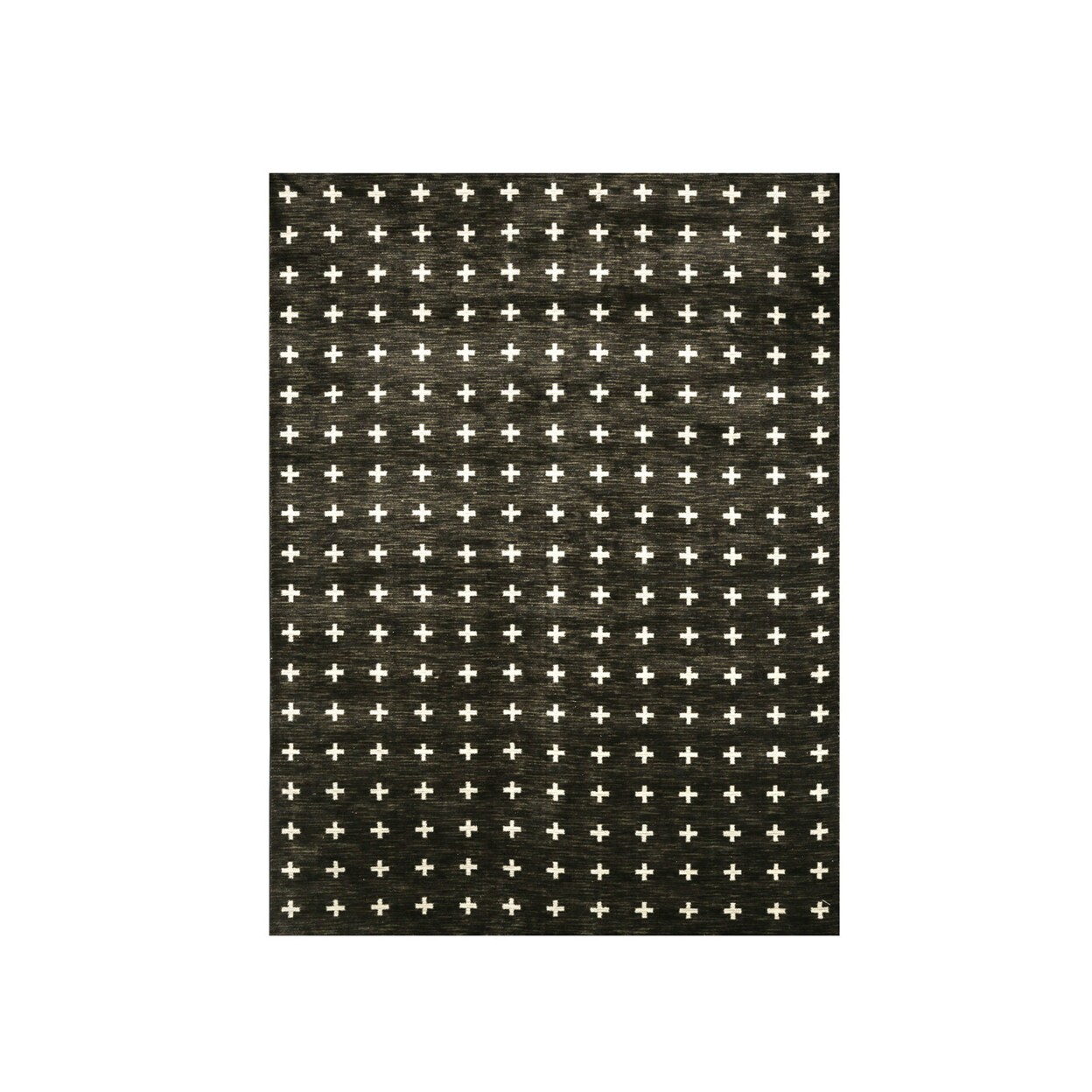 Saltoro Sherpi Modern Nylon Area Rug With Latex Backing, Small, Black and Cream-