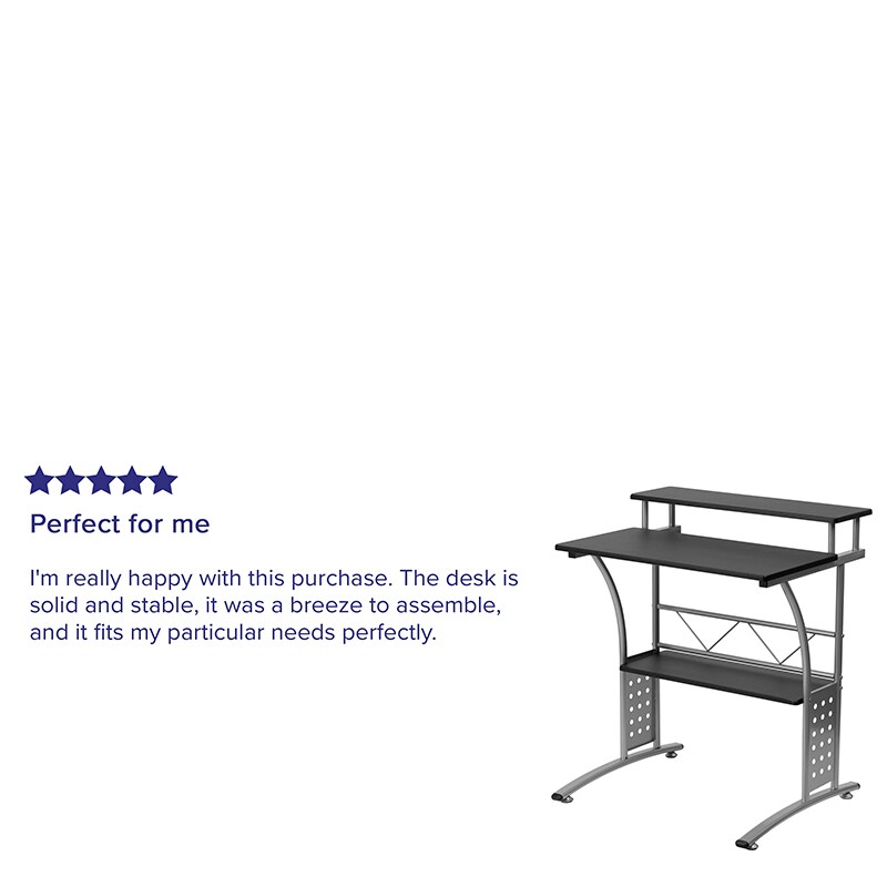 Flash Furniture Black Perforated Panel Desk