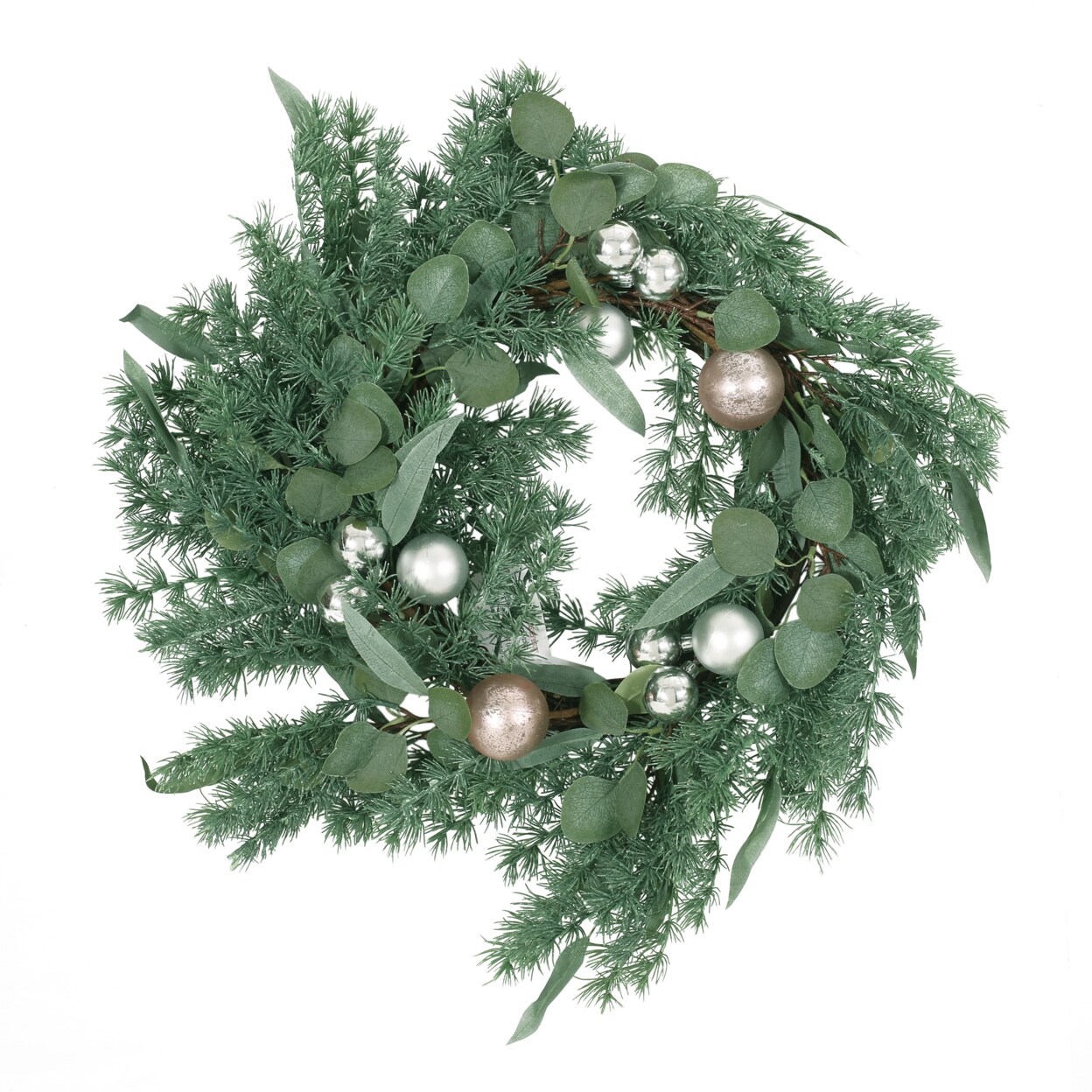 24 Christmas Wreath with Red & White Ornaments